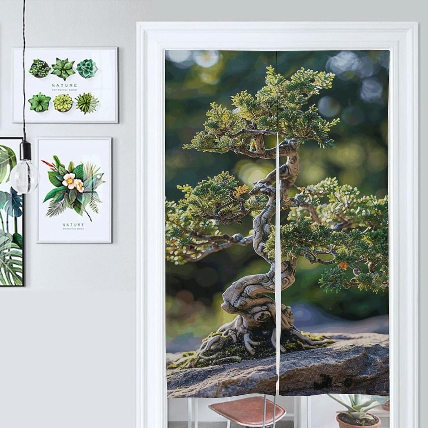 Graceful Bonsai Tree Door Curtain 57x17 Inches