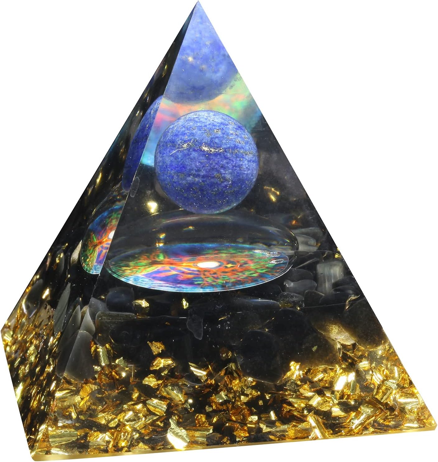SUNYIK Crystal Orgone Pyramid with Sphere Ball