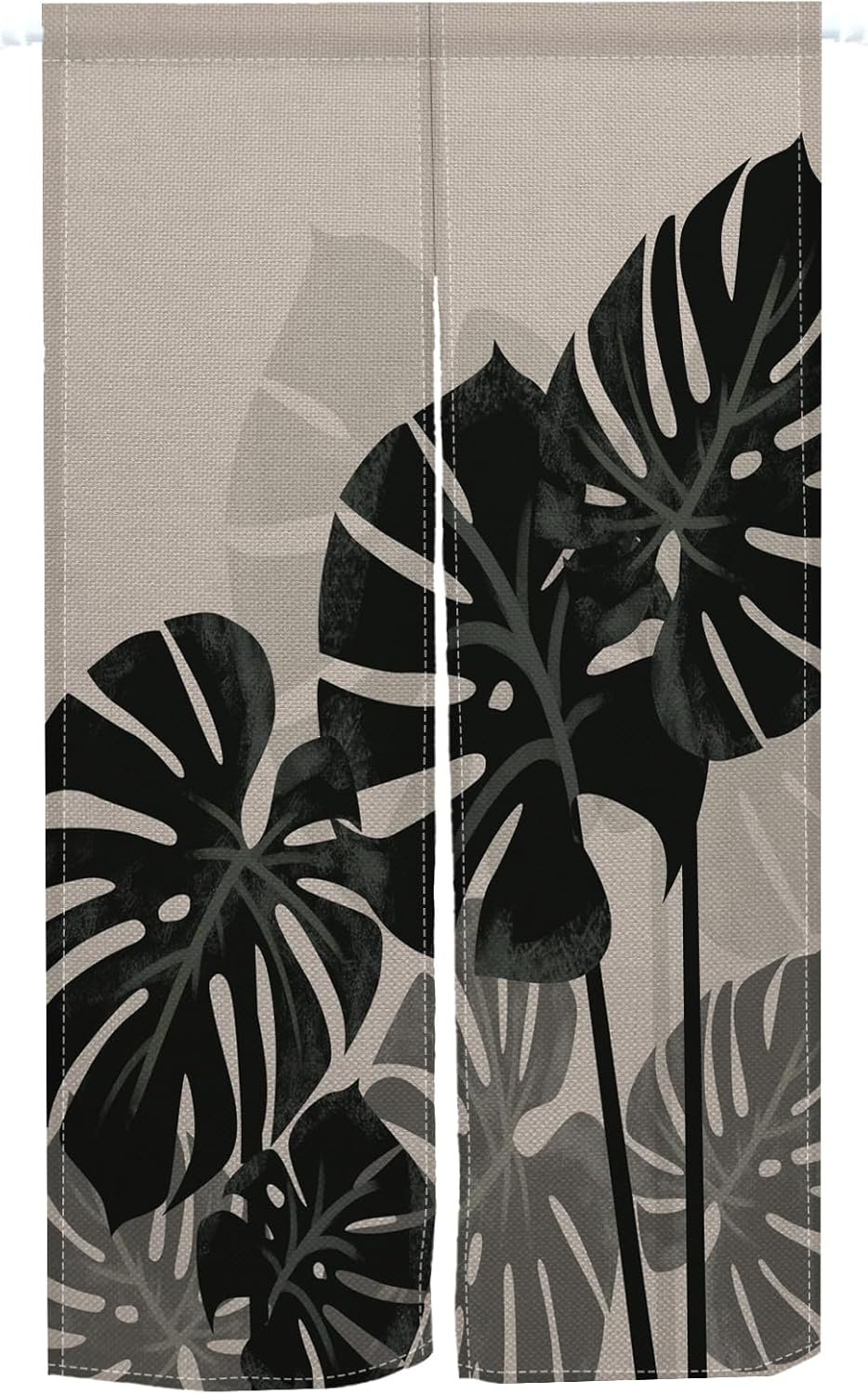 Leowefowa Japanese Noren Door Curtain with Tropical Leaves Design
