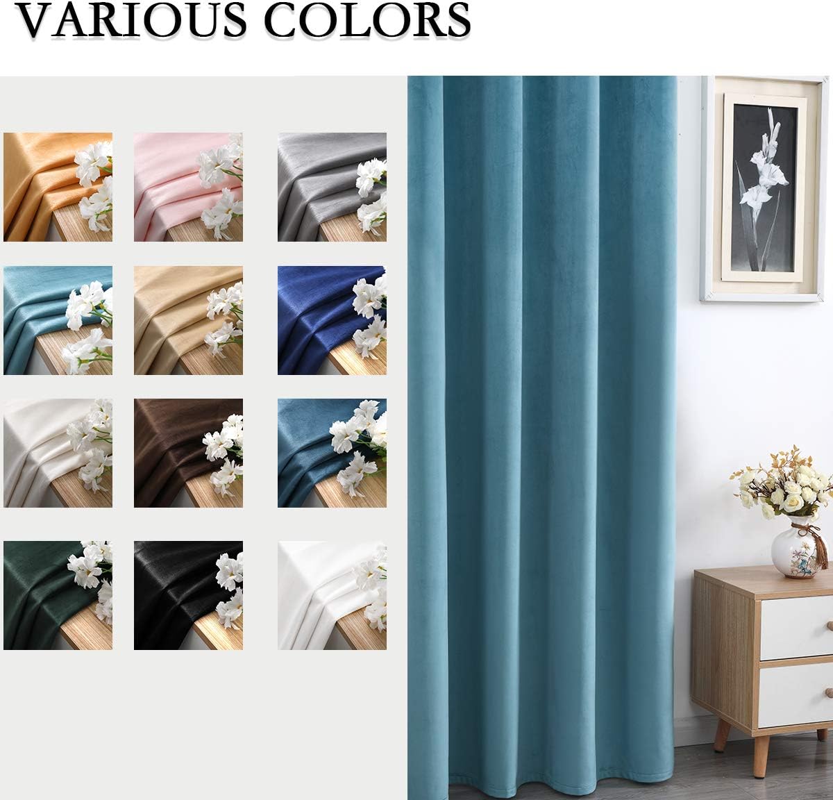 SPXTEX Turquoise Velvet Curtains 84 Inches Grommet Panels
