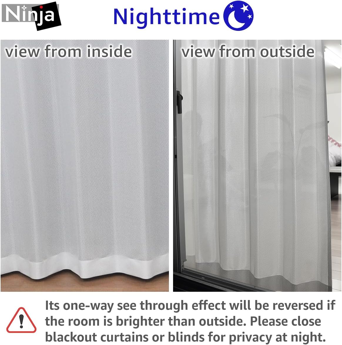One-Way Privacy Lace Curtains Ninja 2 Panels Set