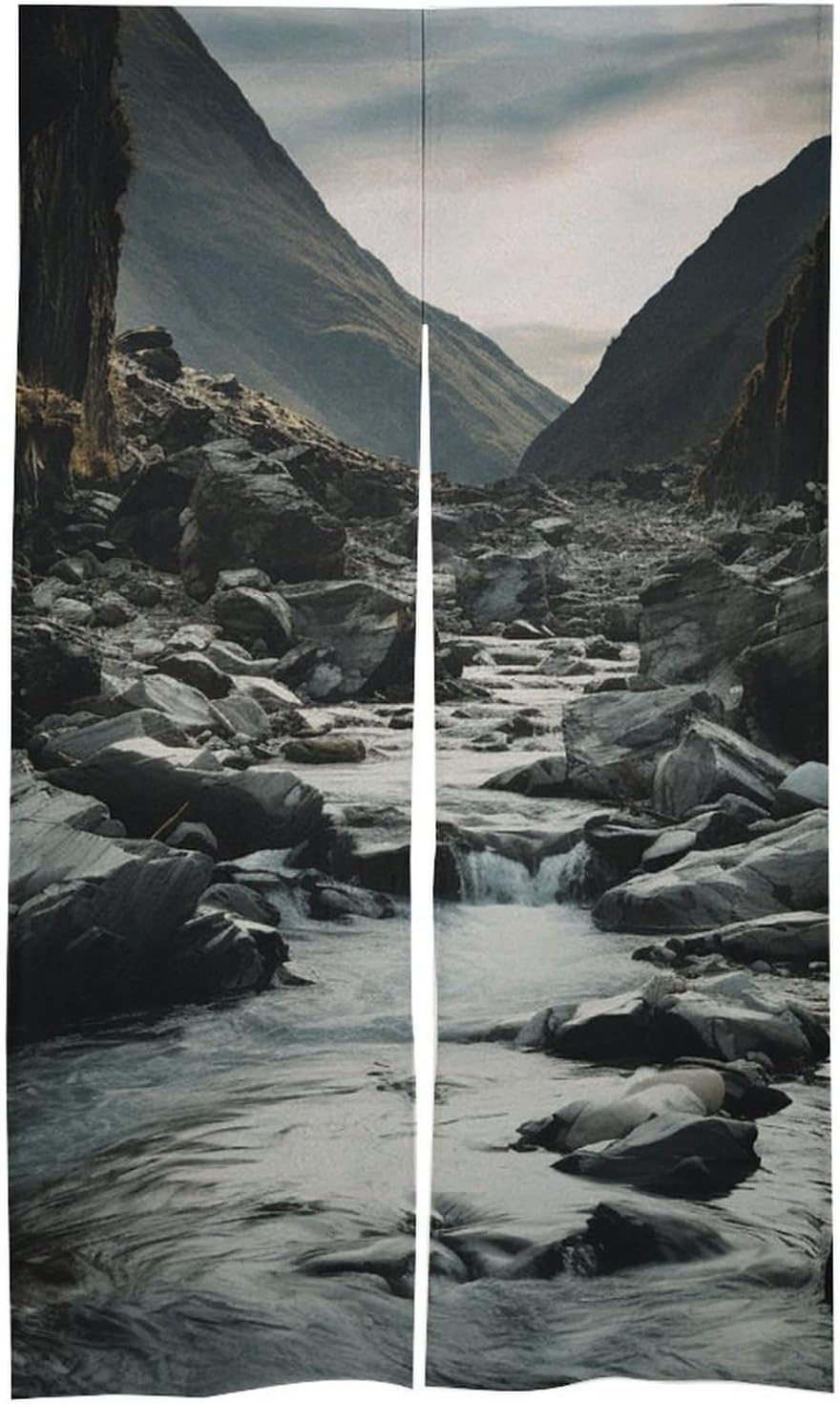 River and Gray Rocks Door Cover Curtain 57x17 Inches
