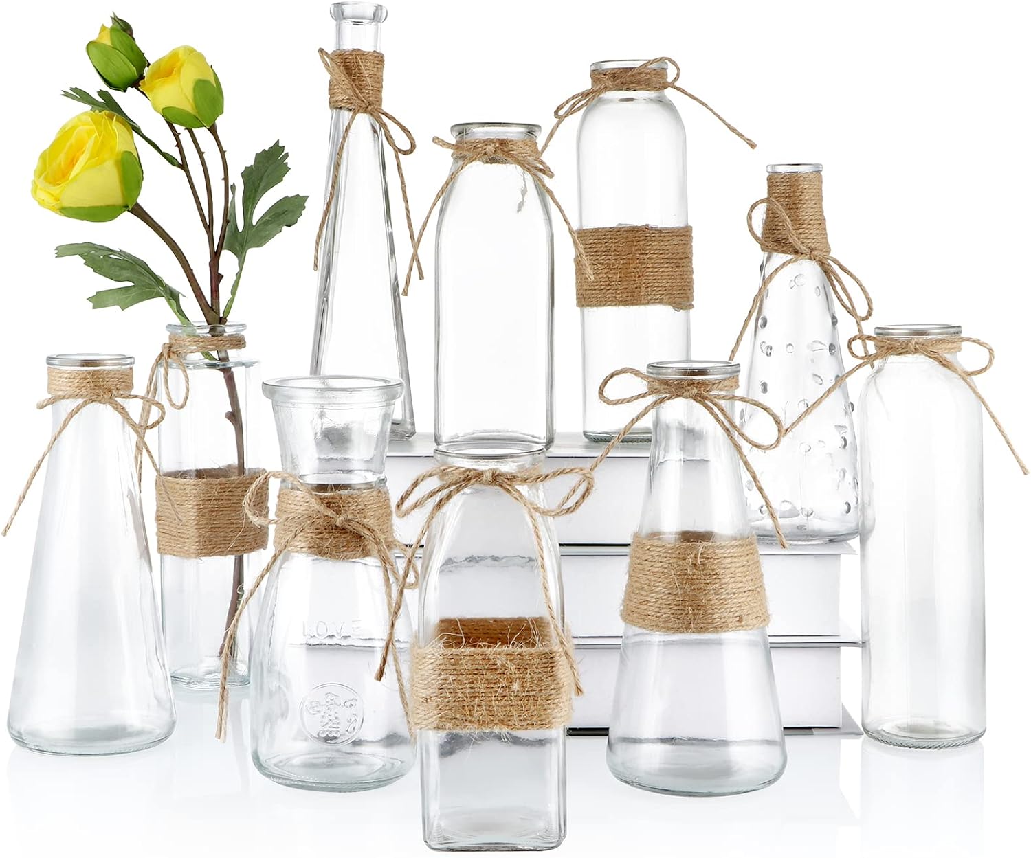 MDLUU Clear Glass Bud Vase Set 10Pcs Assorted