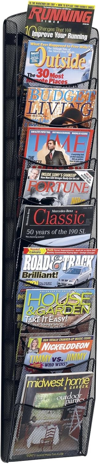 Safco Onyx Mesh Magazine Holder Black 10 Pockets
