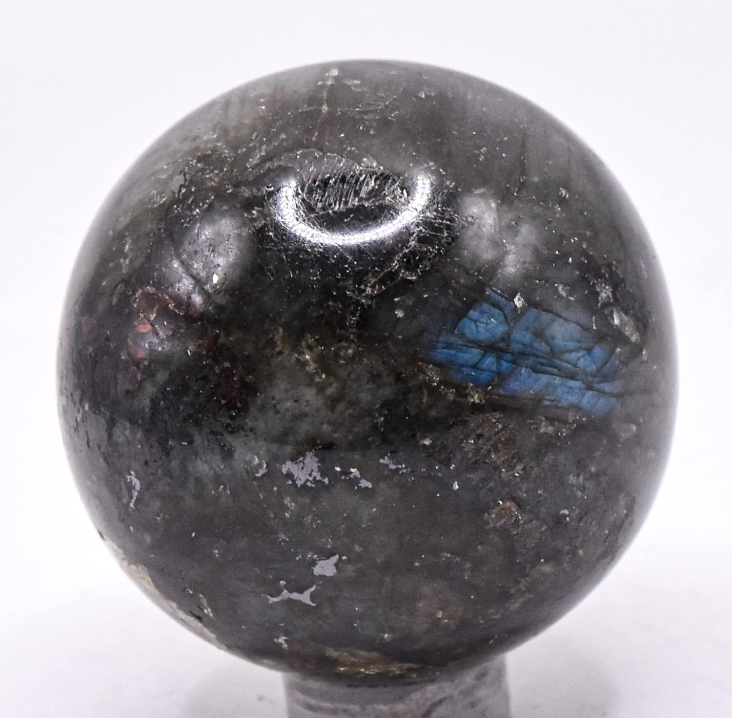 43mm Blue Azure Flash Labradorite Sphere with Stand