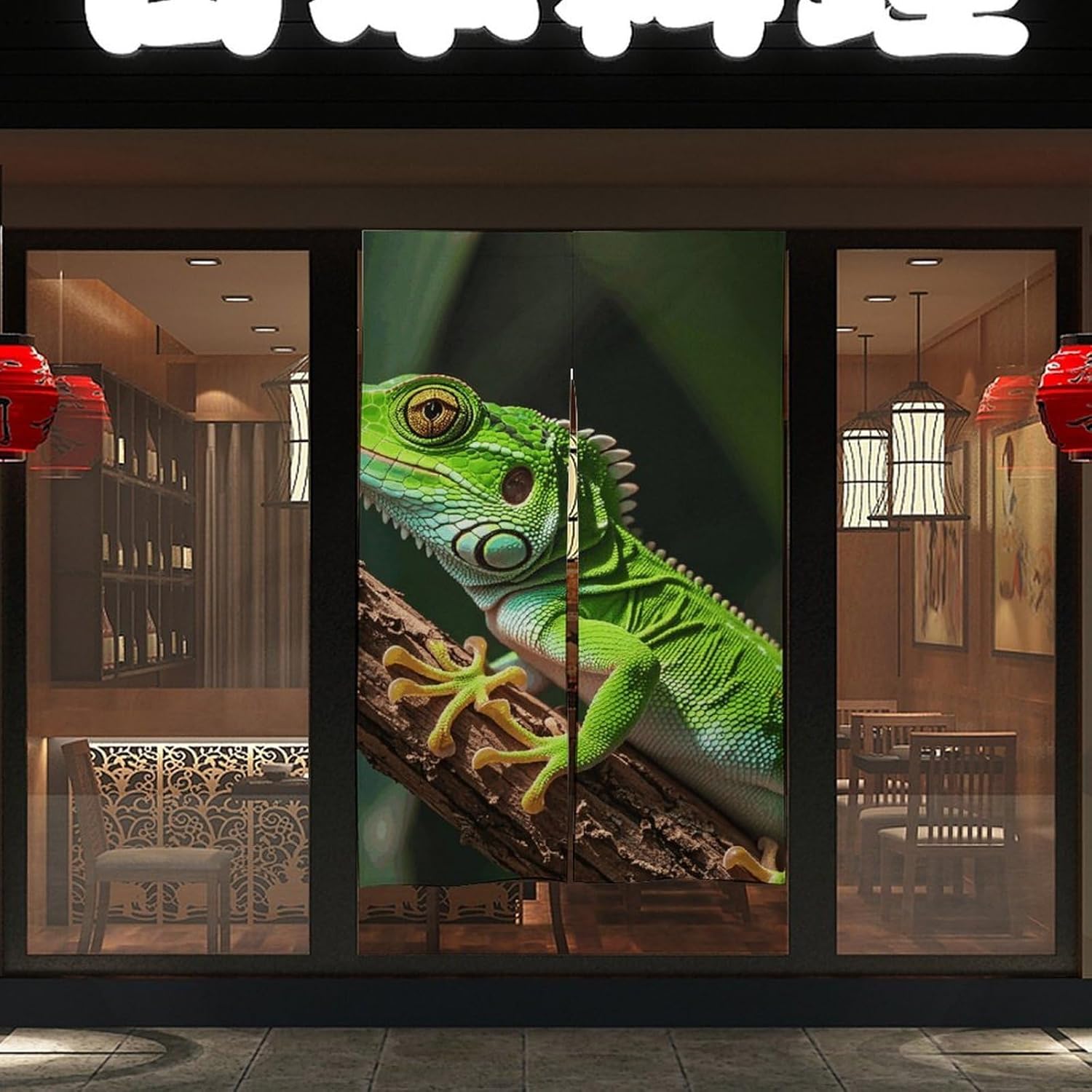 Green Geckos Door Cover Curtain 57x17 Inches