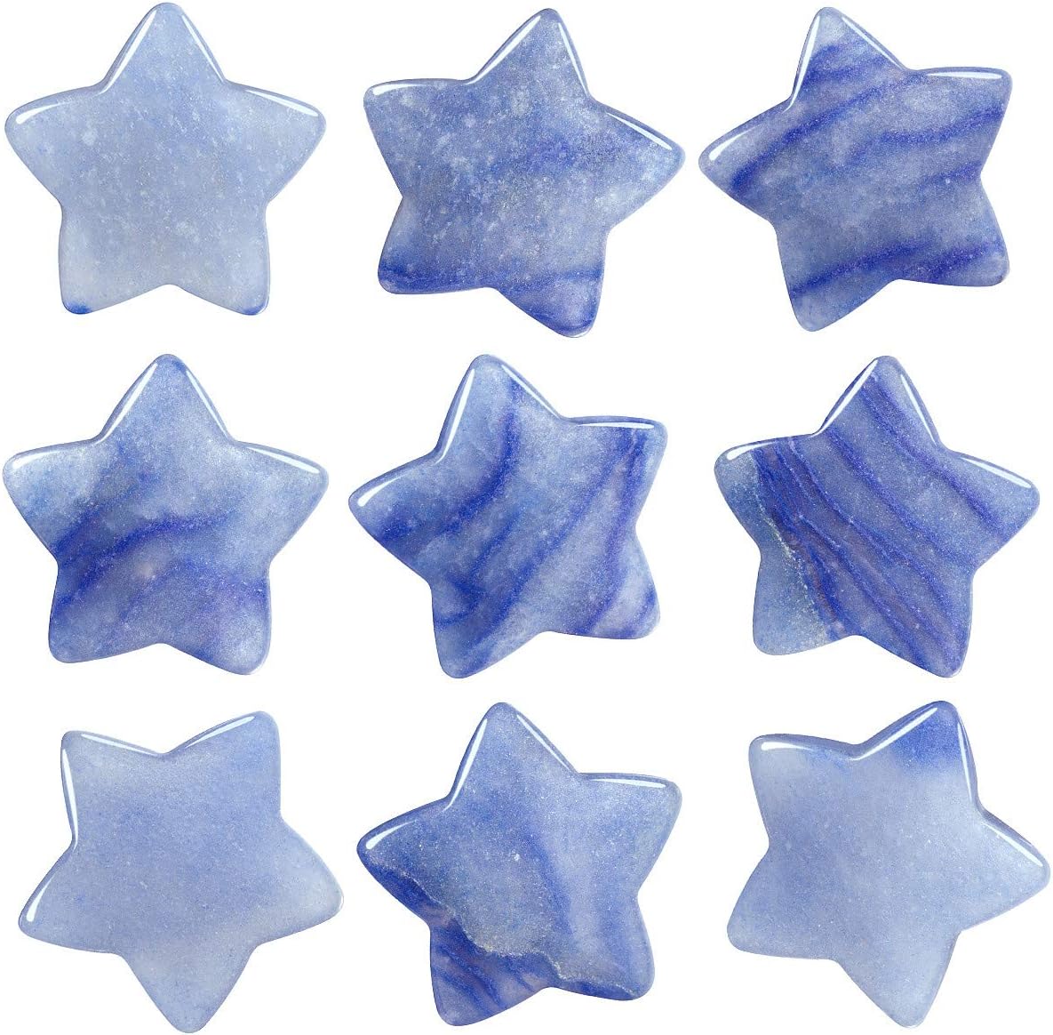 Set of 5 Star Shape Healing Crystal Pocket Stones Blue aventurine