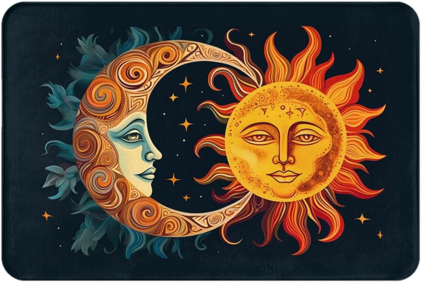 Stars and Sun Moon Welcome Door Mat 16x24in