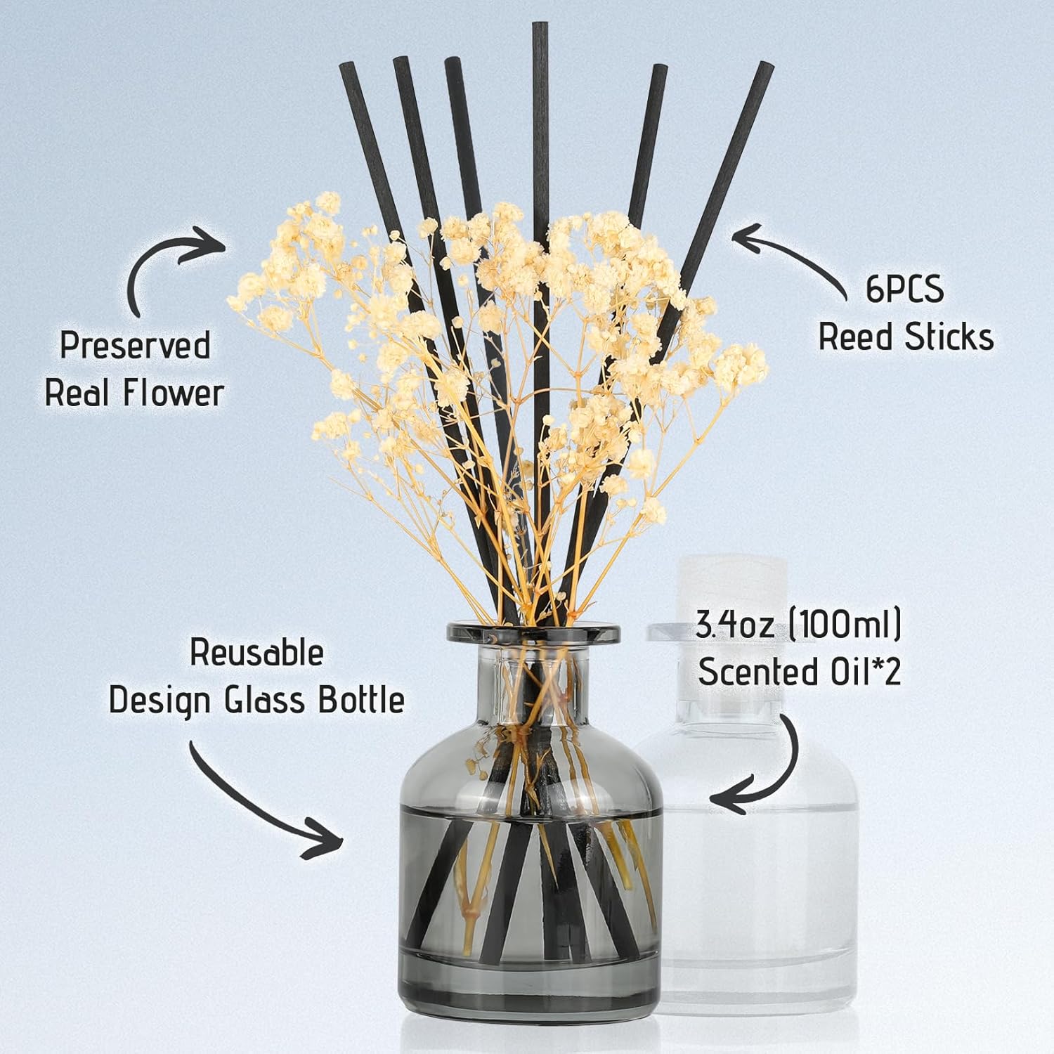 Brakula 2 Pack Reed Diffuser with 12 Sticks