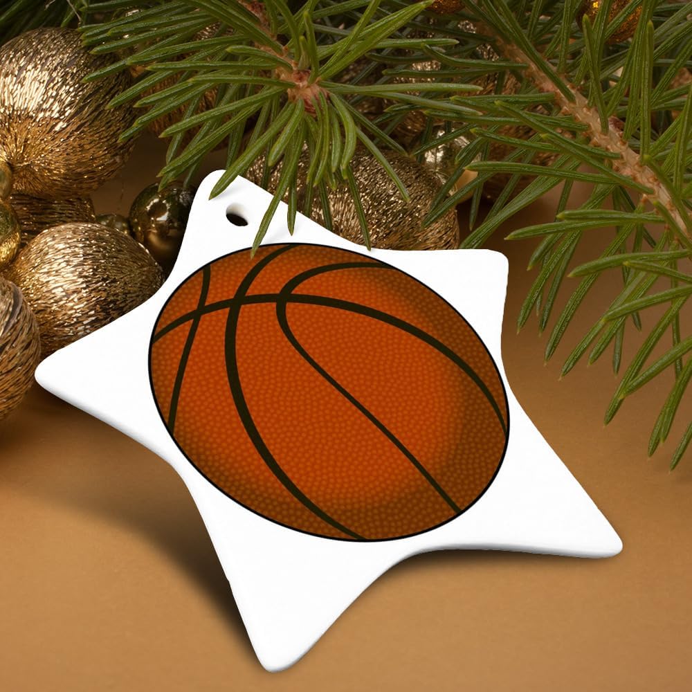 Graphics More Basketball Ball Star-Shaped Porcelain Christmas Ornament 31 Inch