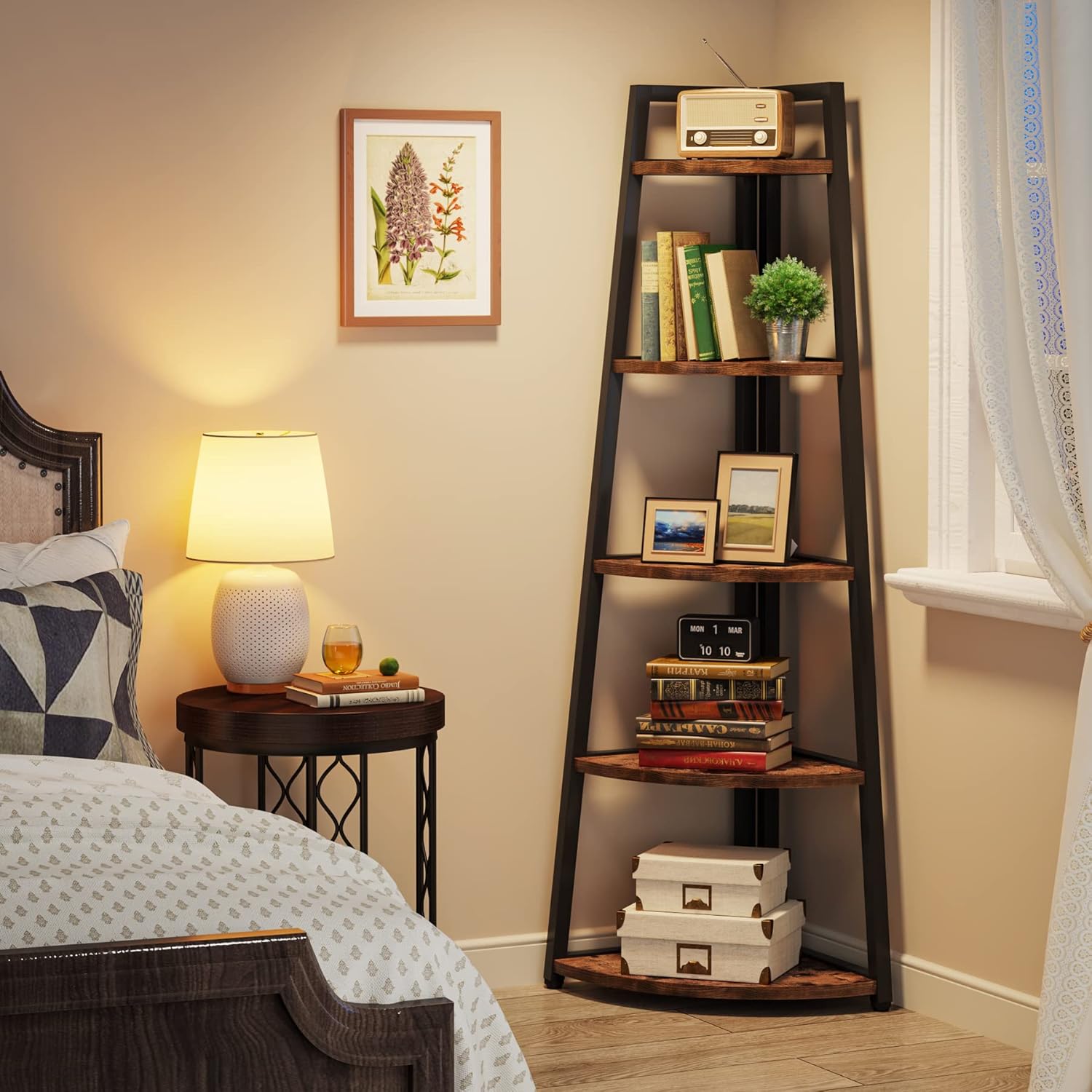 Tribesigns 70 Inch Tall Corner Shelf Bookcase