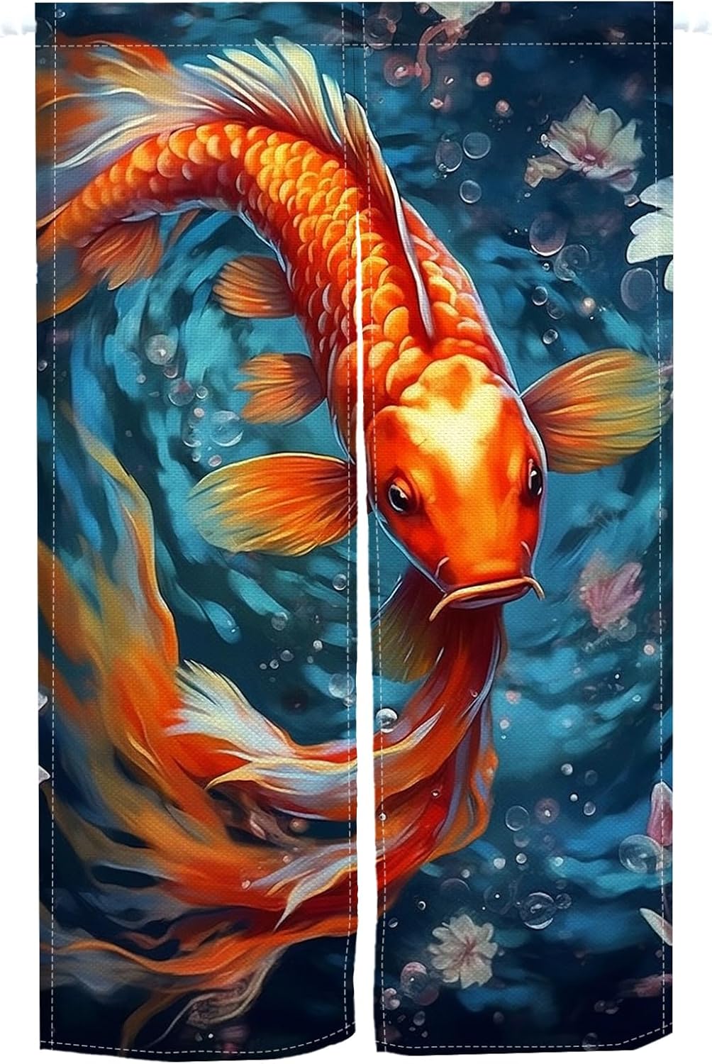 Japanese Noren Door Curtain with Koi Fish Design
