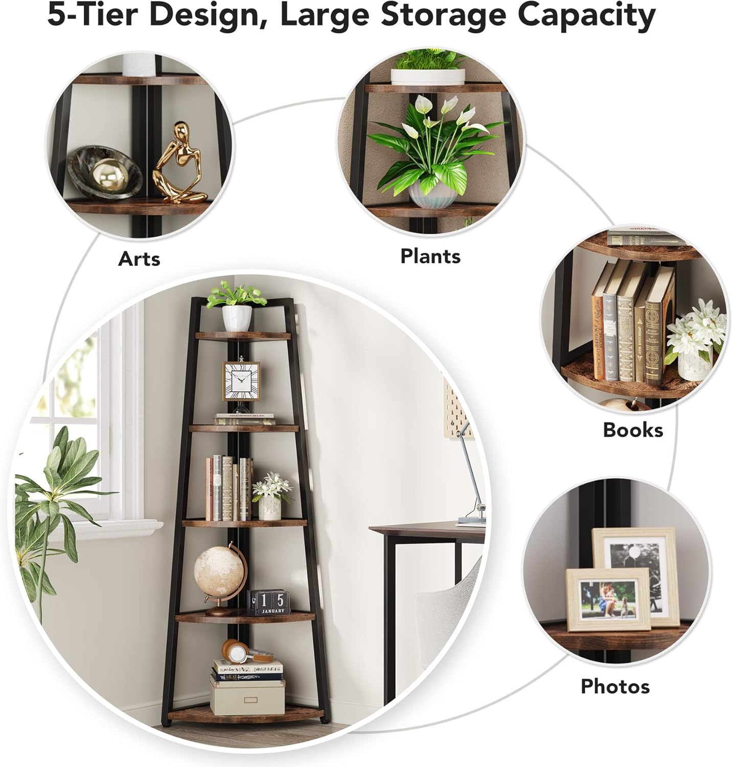 Tribesigns 70 Inch Tall Corner Shelf Bookcase