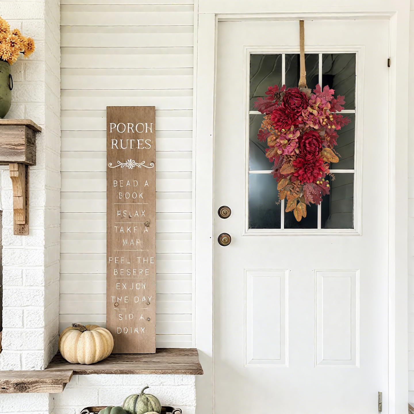 Hollyone 24 Inch Red Fall Wreath Decor