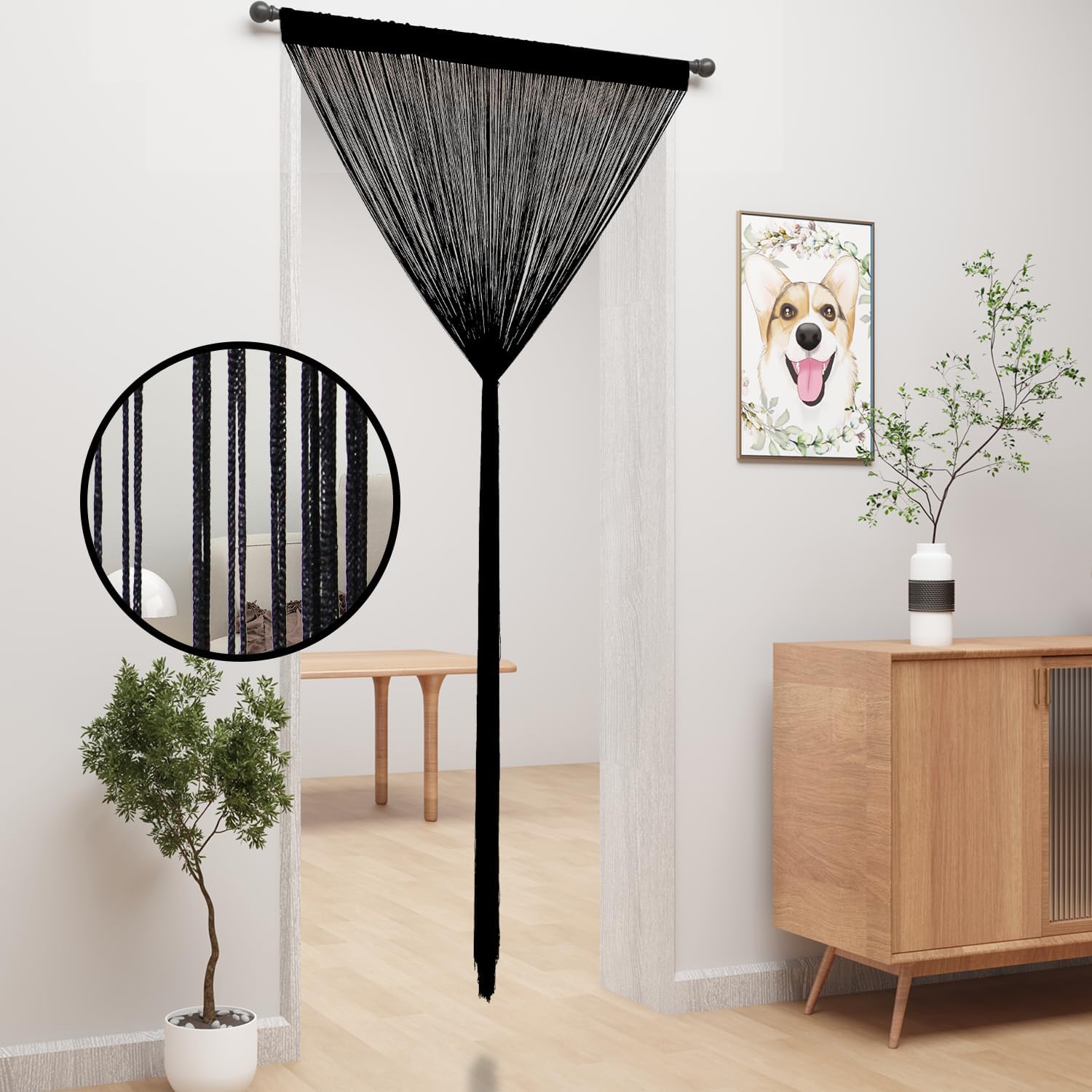 YIIBAII Door String Curtains Black 39x110