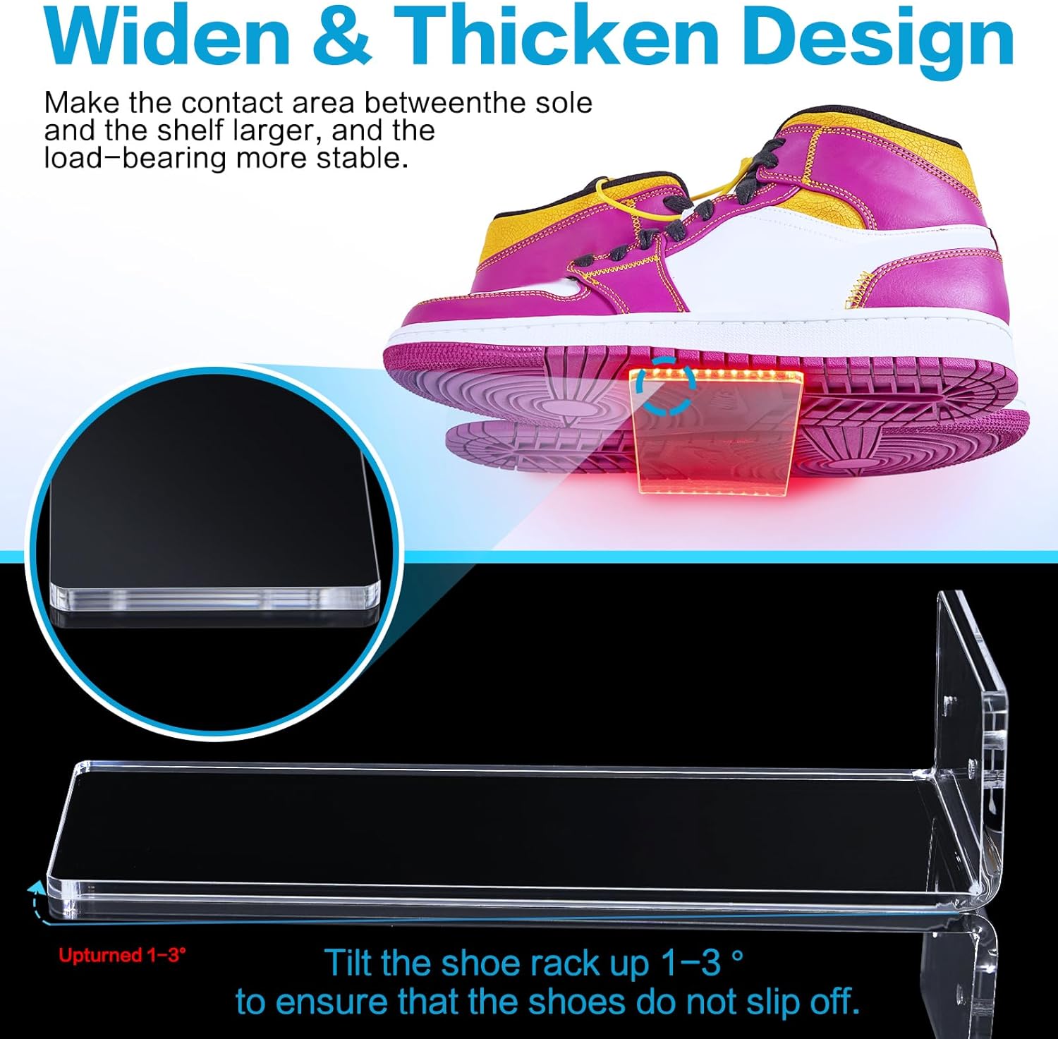 Dilibra Set of 6 Floating Shoe Display Shelf with Lights