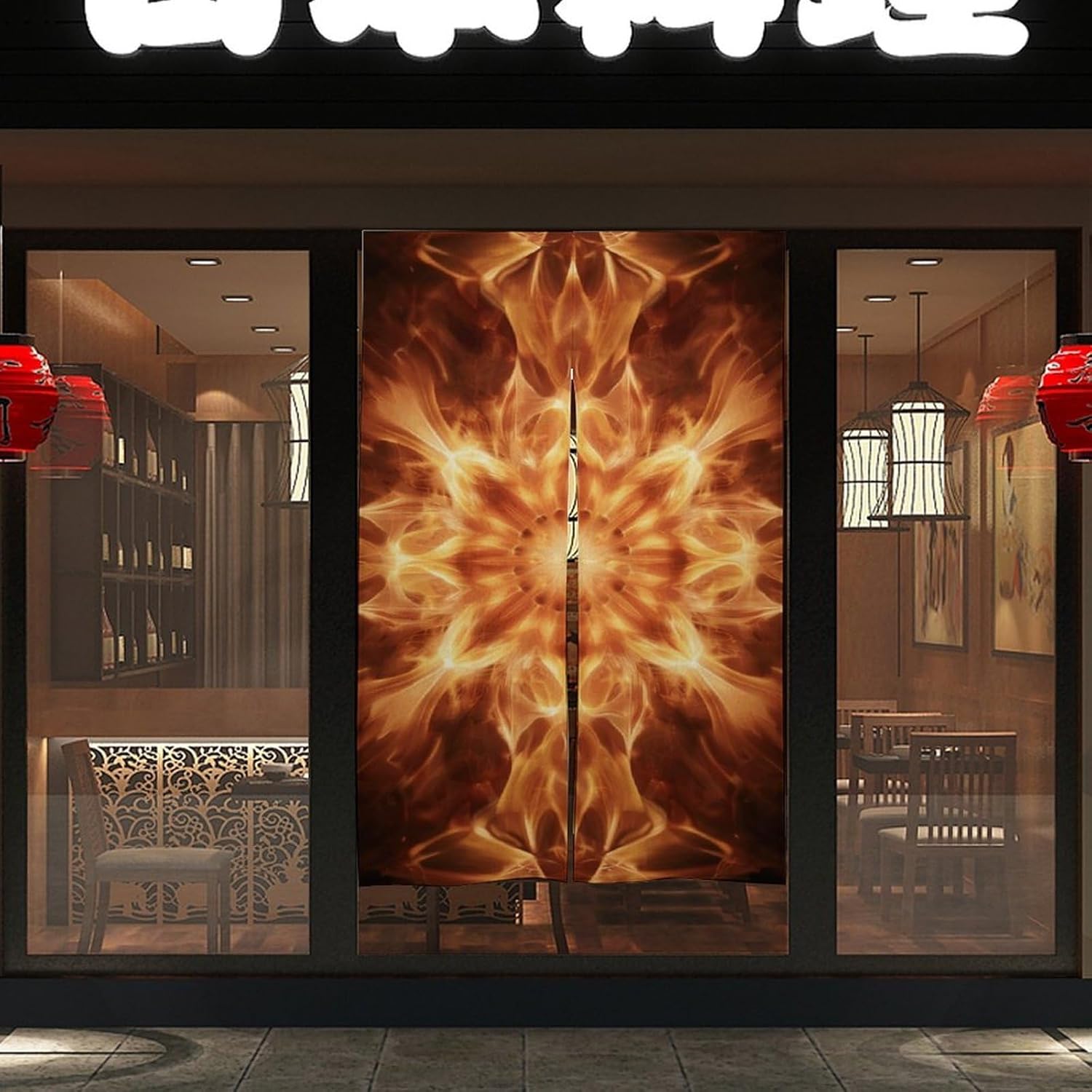 Beautiful Flame Pattern Door Curtain 57x17 Inches