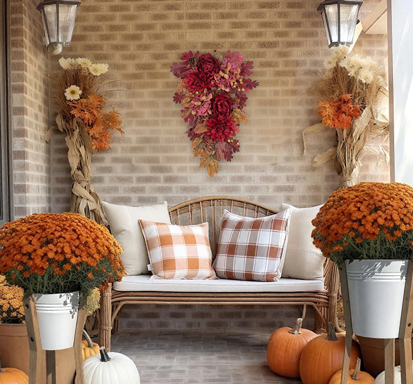 Hollyone 24 Inch Red Fall Wreath Decor