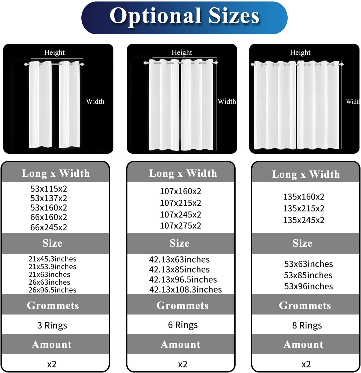 Yeele 3D Print Animal Curtains 2 Panels 4213x96 Inches