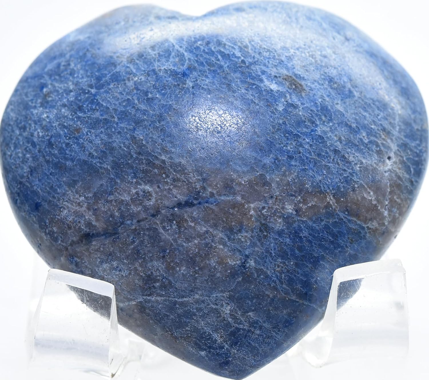 48mm Blue Dumortierite Heart with Stand - Natural Gemstone Collectible