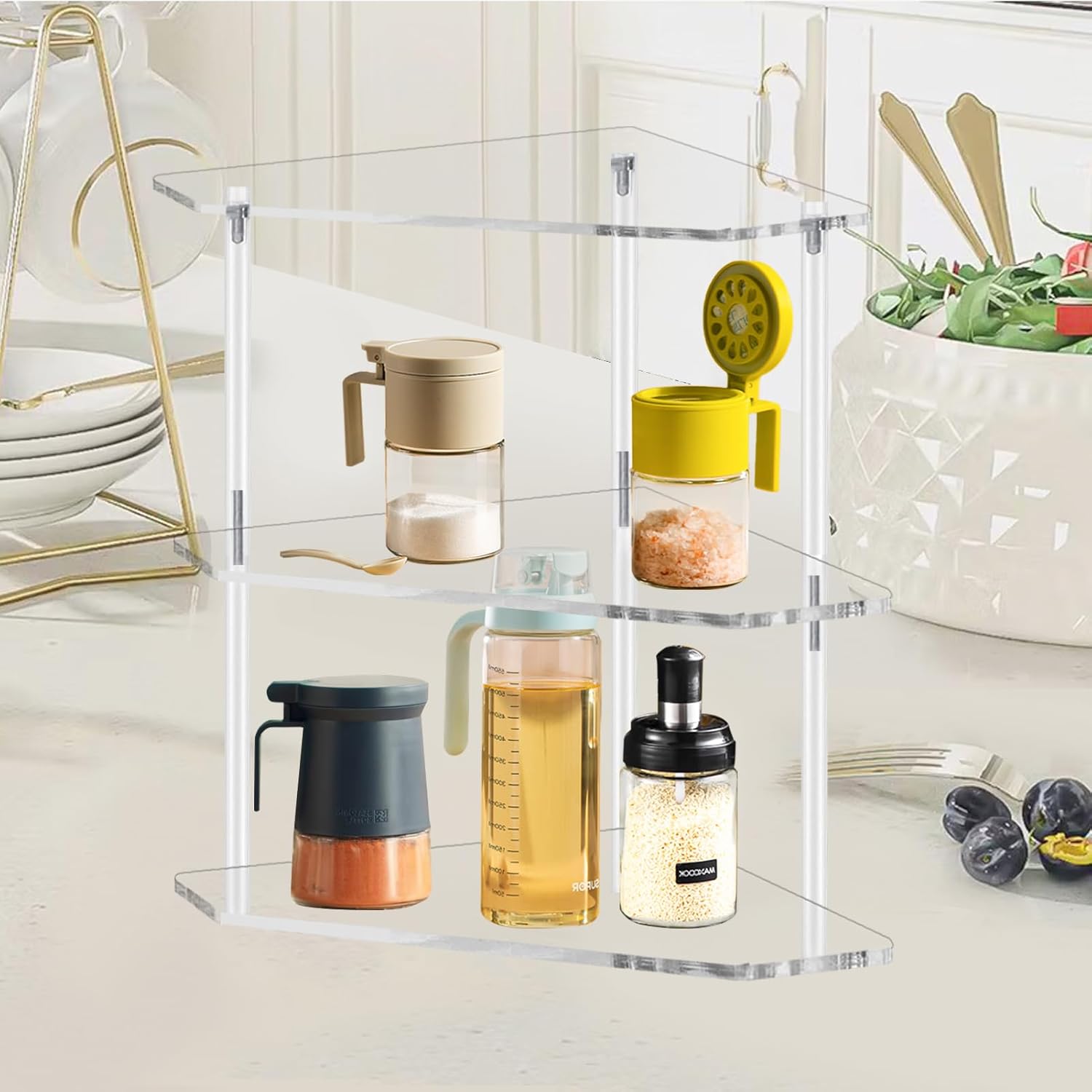 Tasybox 2 Tier Corner Shelf for Bathroom Kitchen Office
