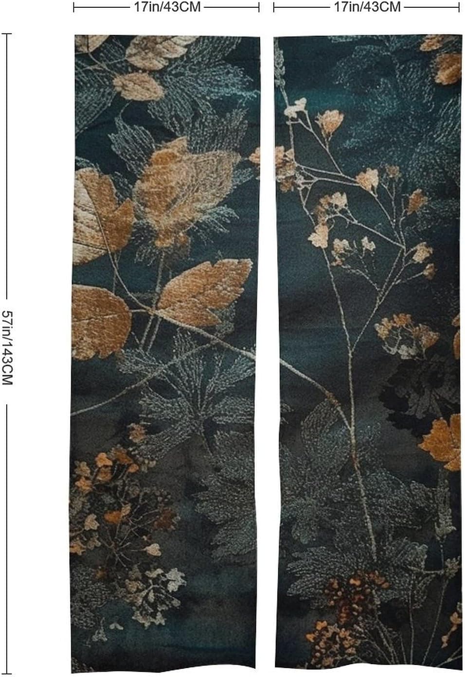 Gray Flower Printed Door Curtain for Split Doorway