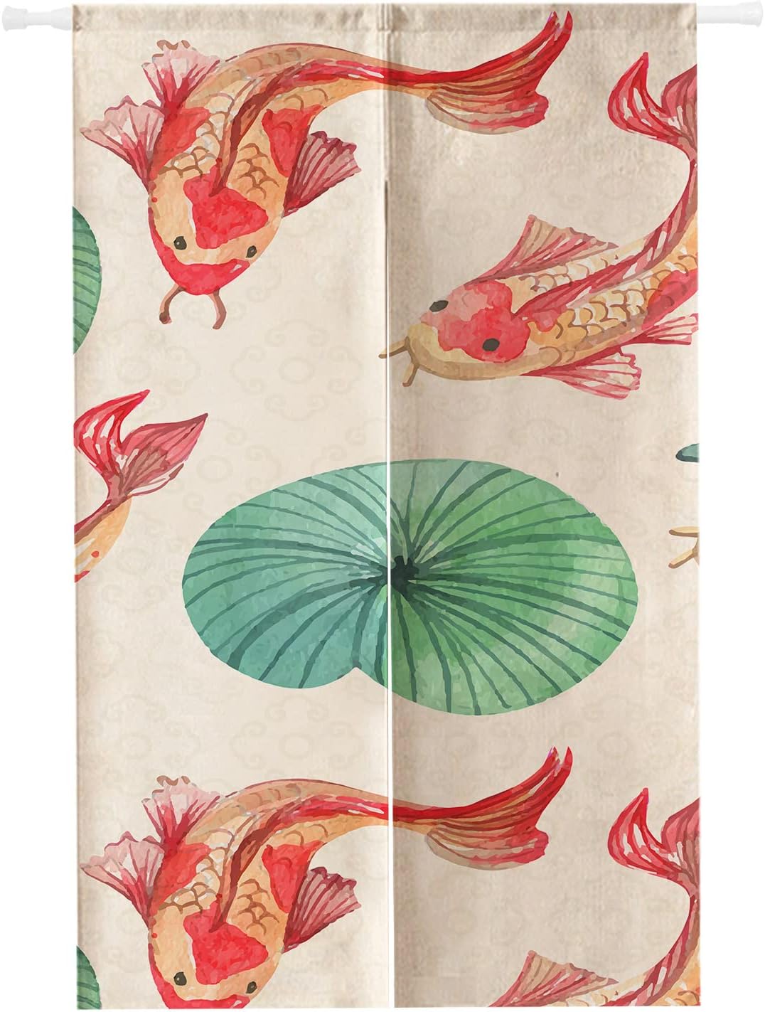 SPANKER SPACE Japanese Noren Flower Koi Drape Curtain 34x60