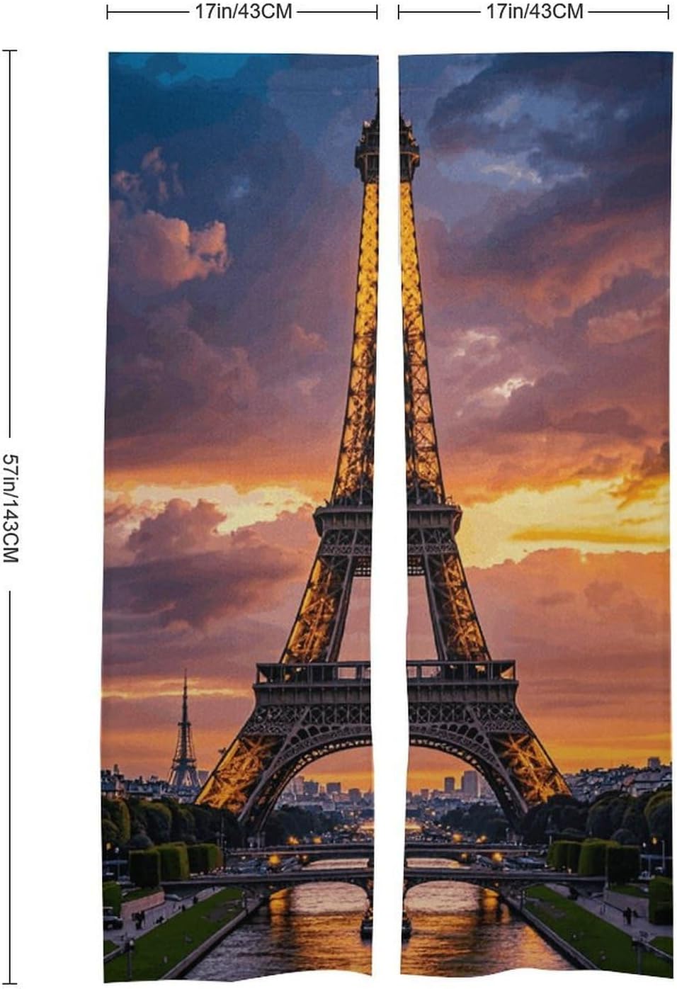 Eiffel Tower Paris Door Curtain 57x17 Inches
