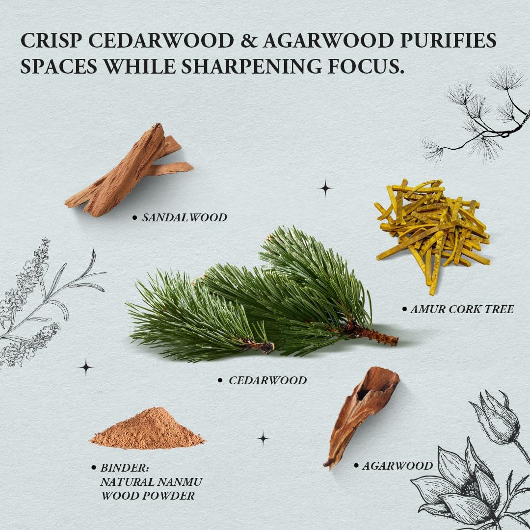 Focus Purify Cedarwood Incense Sticks with Copper Holder
