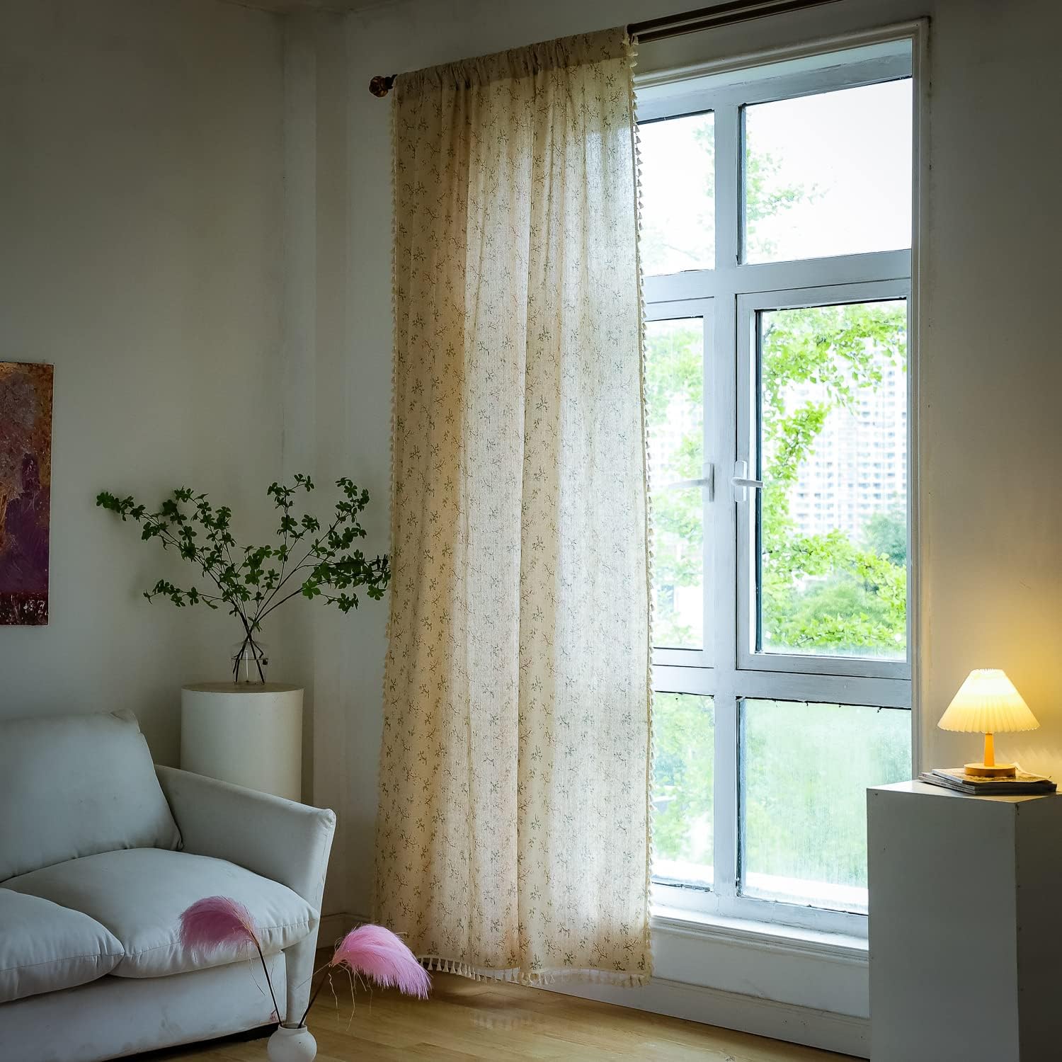 Floral Boho Curtains 59 x 87 Cotton Blend Panel