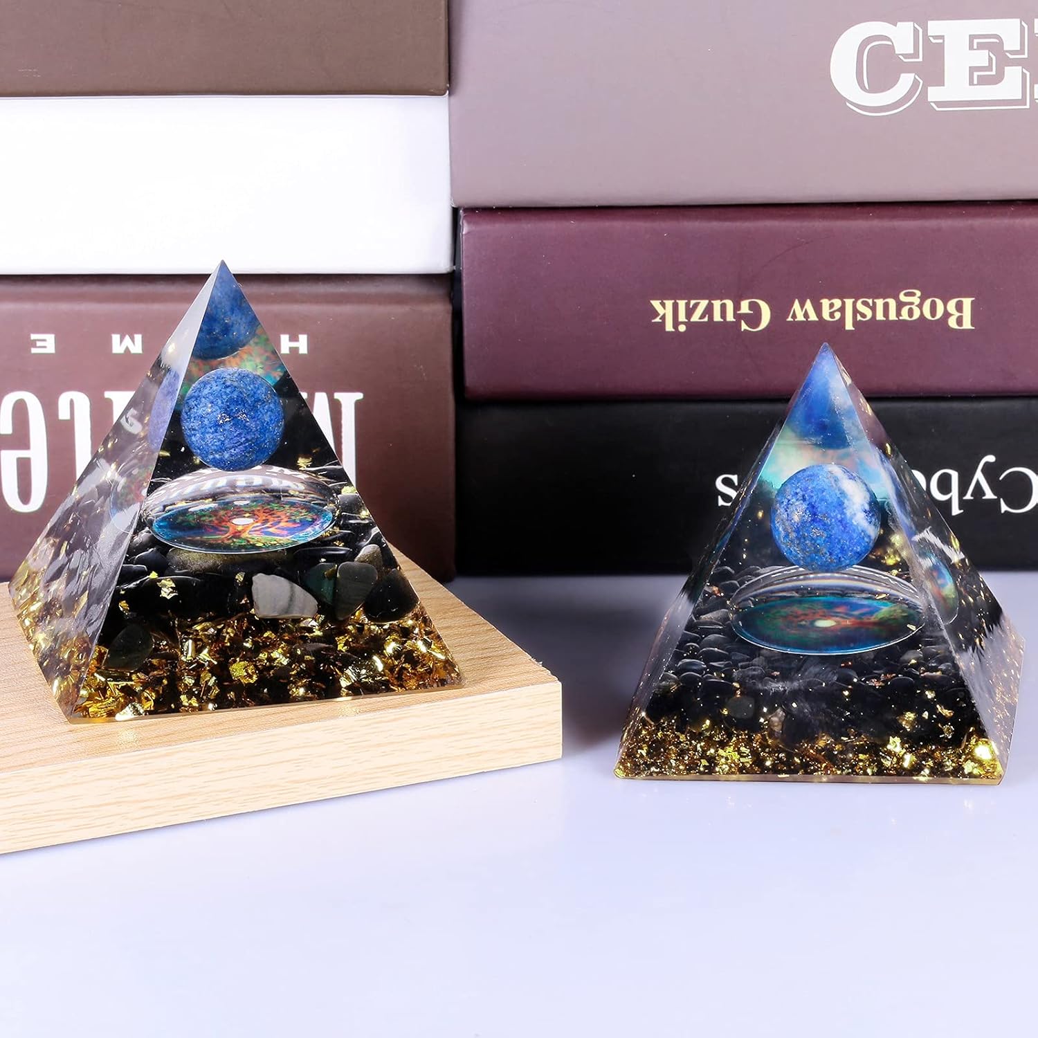 SUNYIK Crystal Orgone Pyramid with Sphere Ball