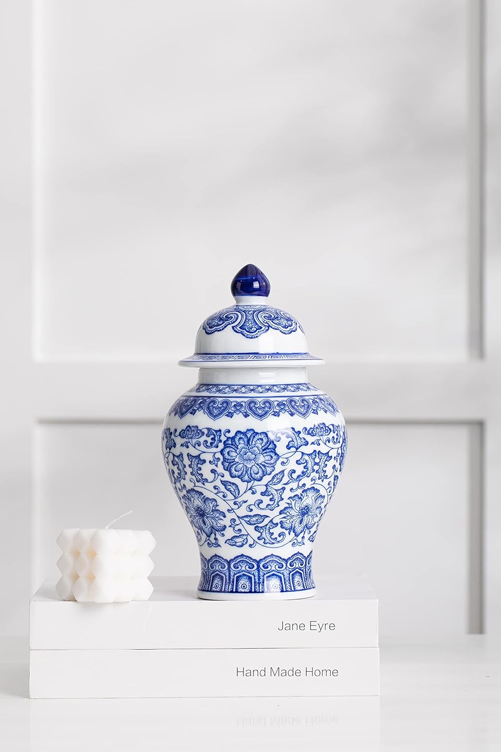 KuJaRen Blue and White Ginger Jar 98 Inch Ceramic Vase