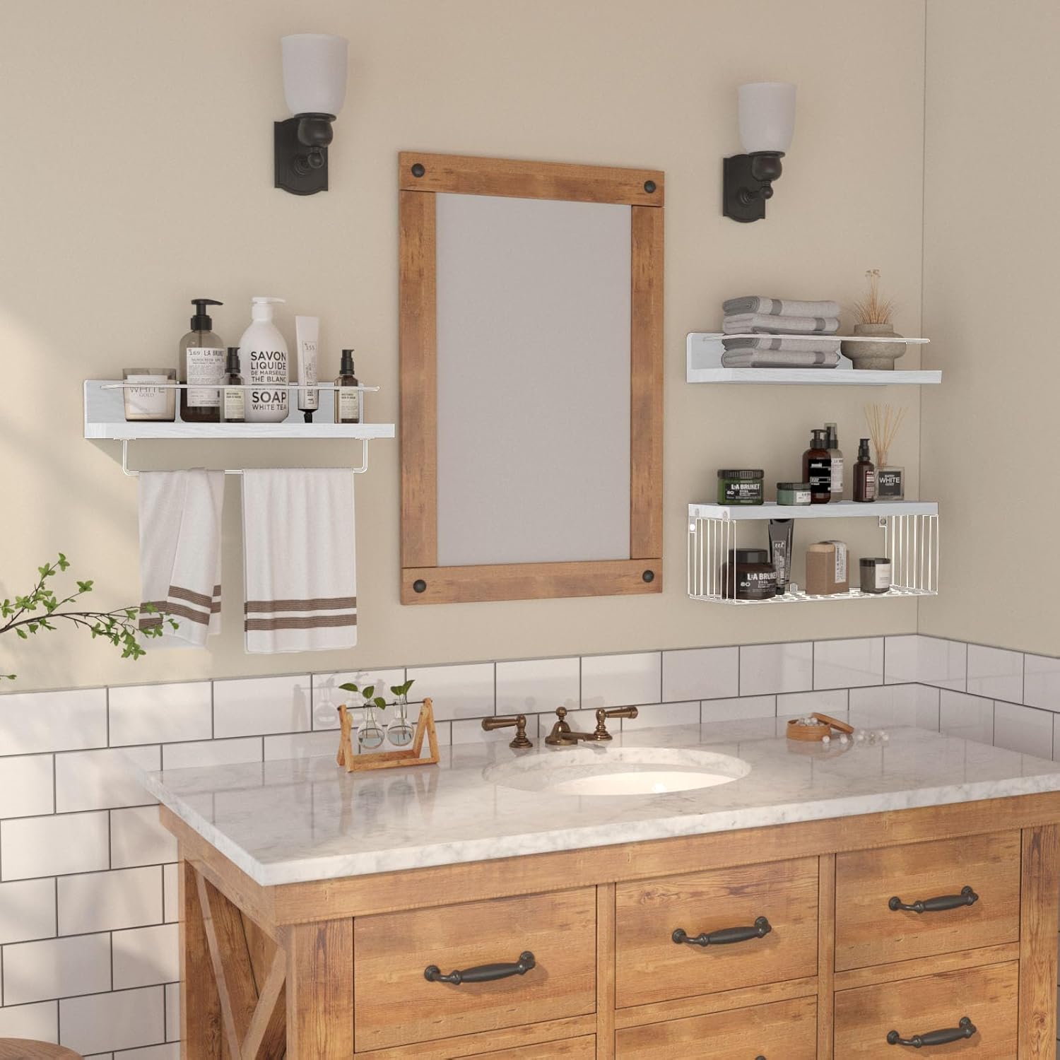 PopiShelves Wall Mounted Shelf Set with Basket
