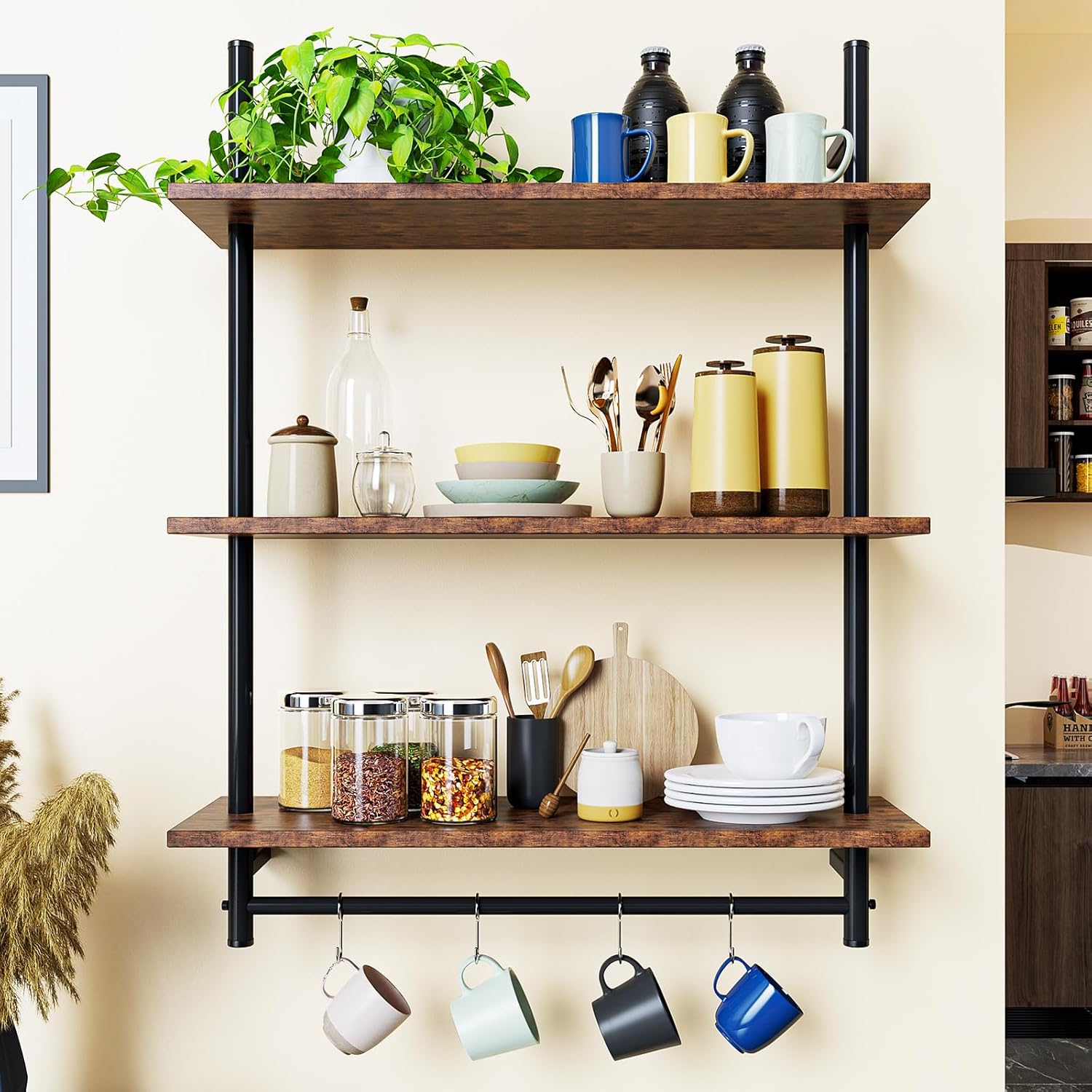 Floating Kitchen Shelves 3 Tier Above Toilet Storage Rack
