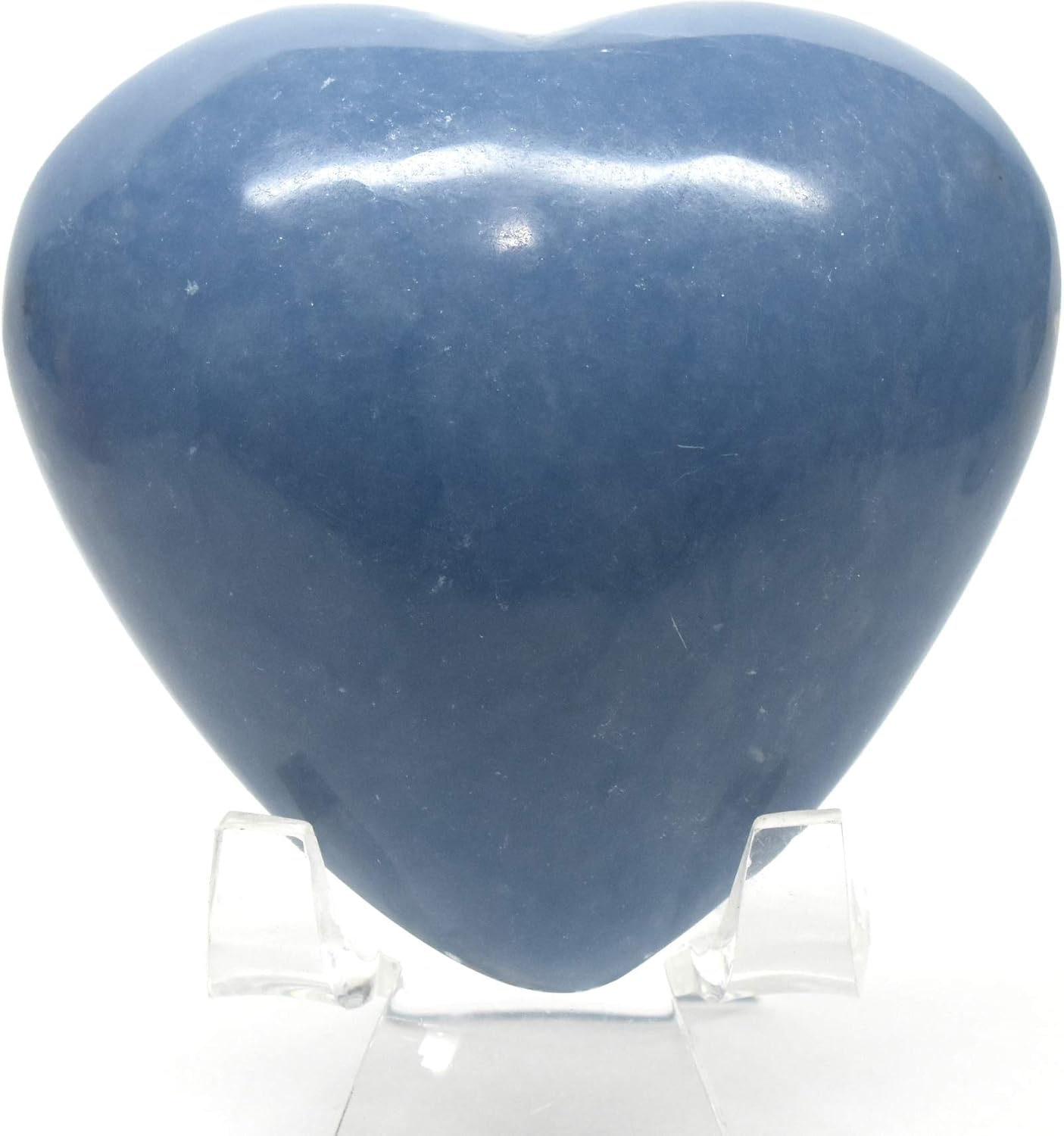 26 Blue Angelite Heart with Stand - Peru