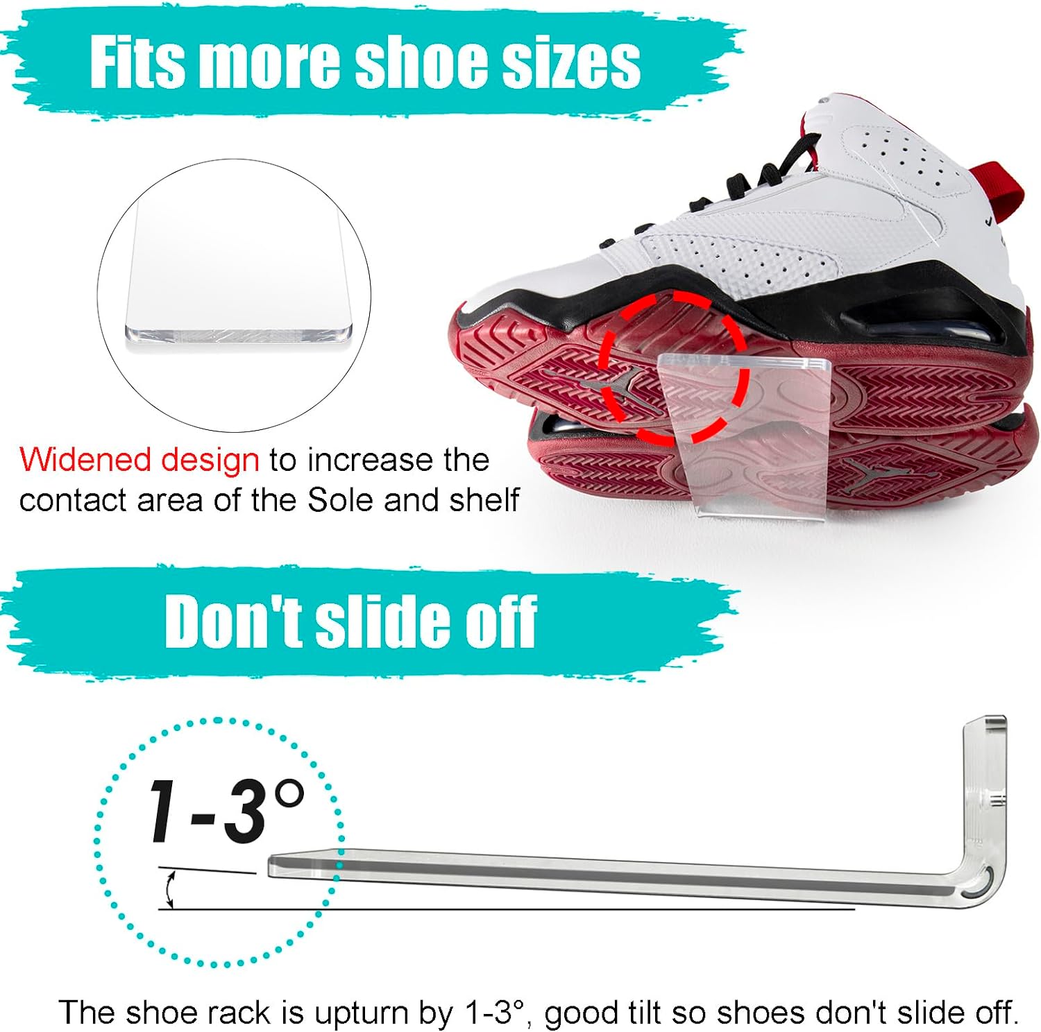 SIPRDE Floating Shoe Display Shelves Set of 6 Wall Mount Clear Acrylic