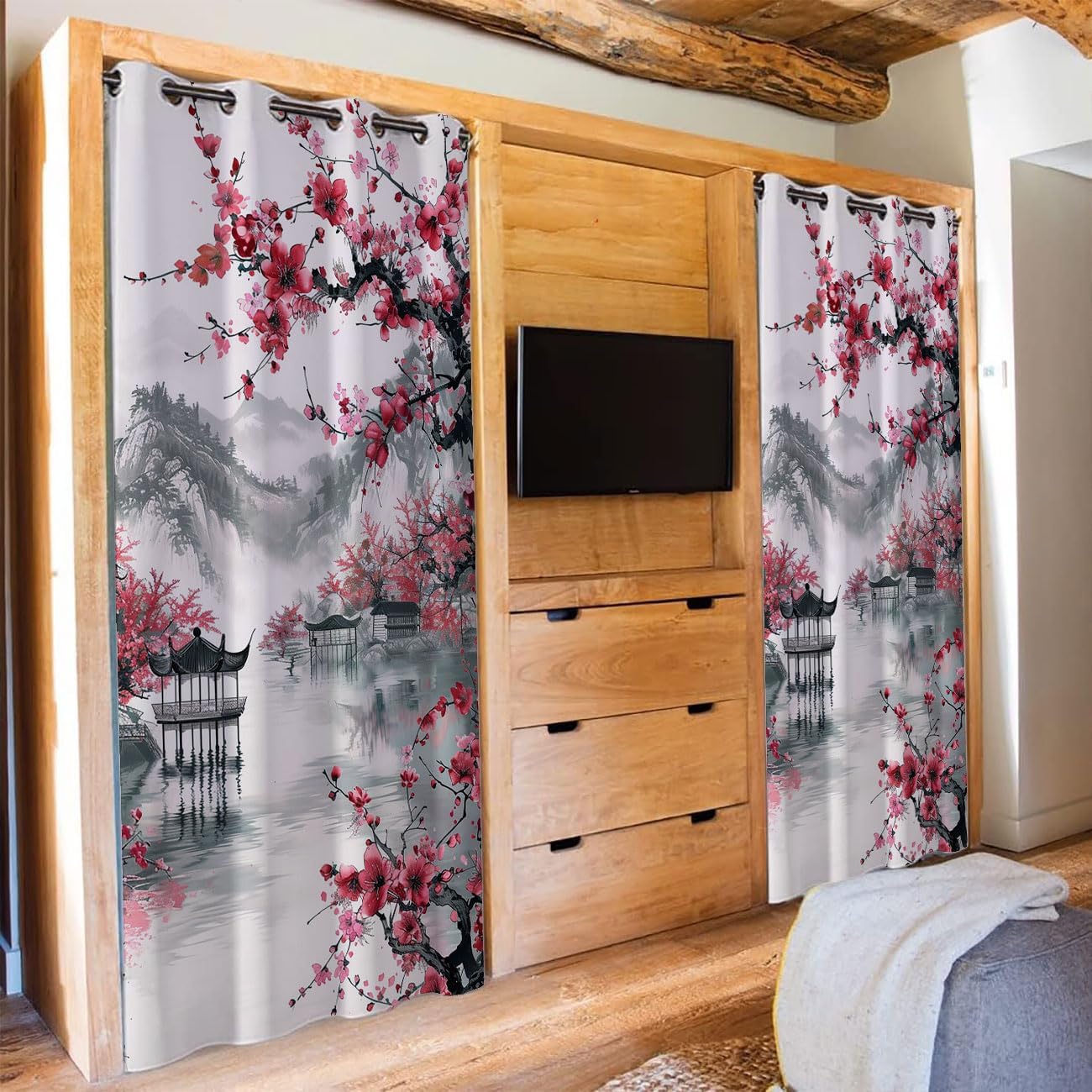 Cherry Blossom Door Curtain for Privacy and Style