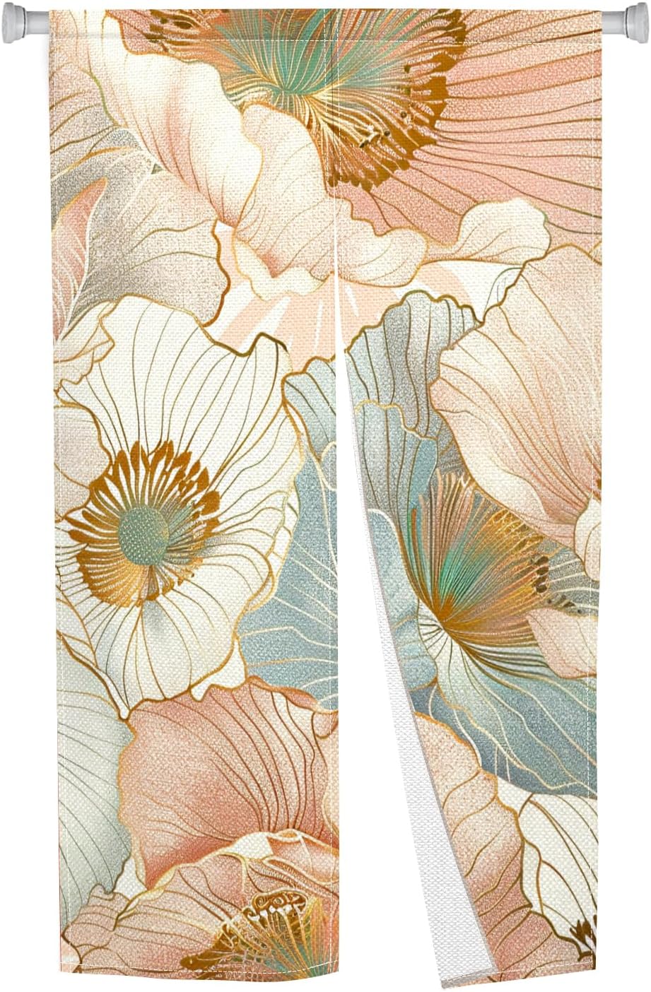 Boho Style Flowers Pattern Doorway Curtain Panel