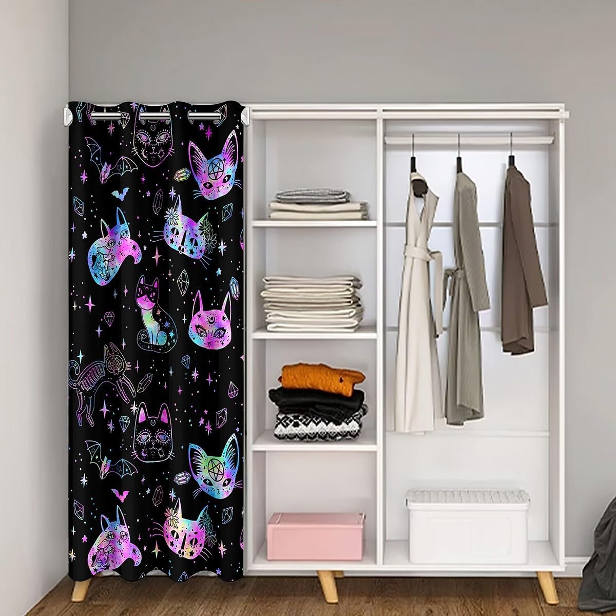 Ombre Cat Skull Door Curtain 34x80