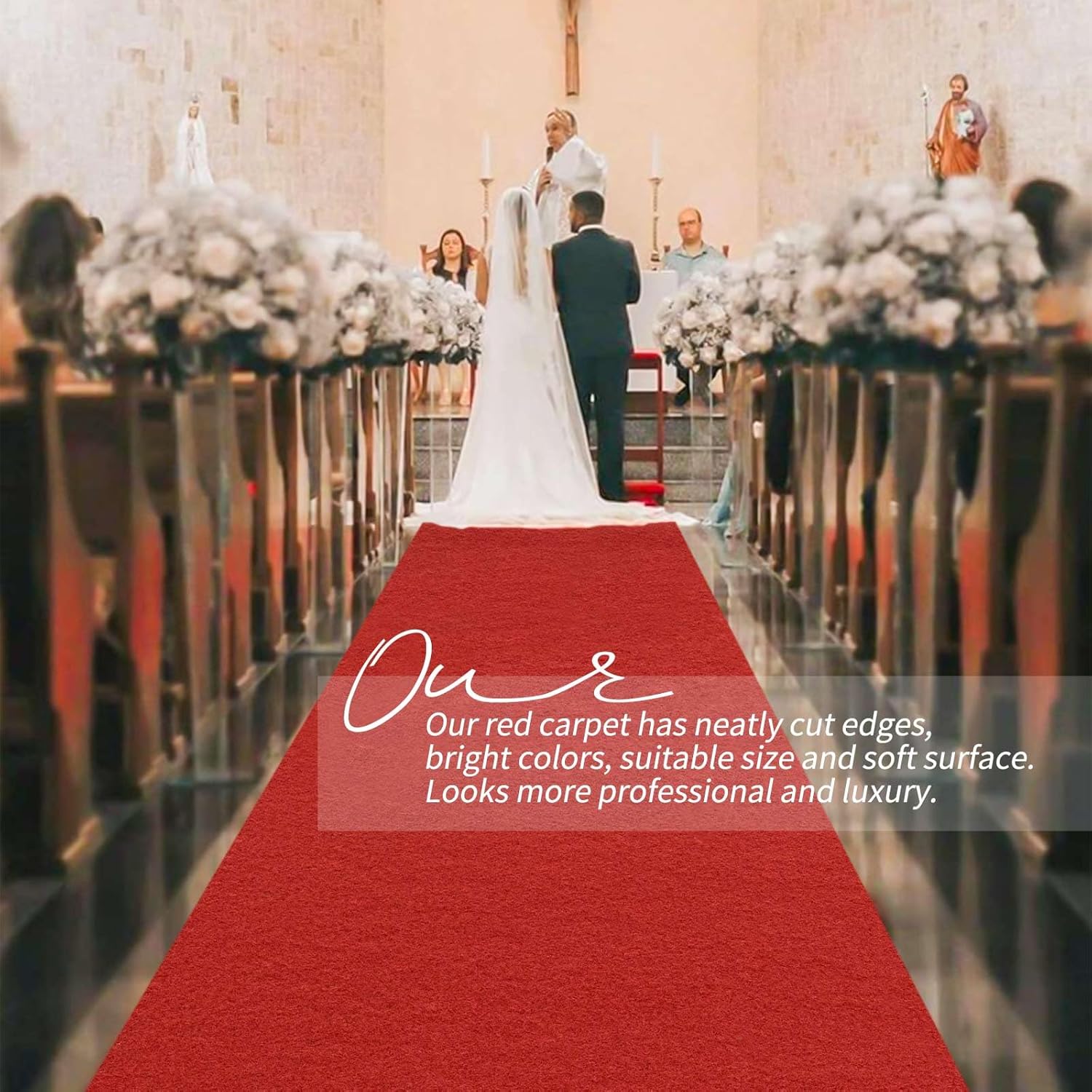 Extra Thick Red Carpet Runner for Party 3x164 ft