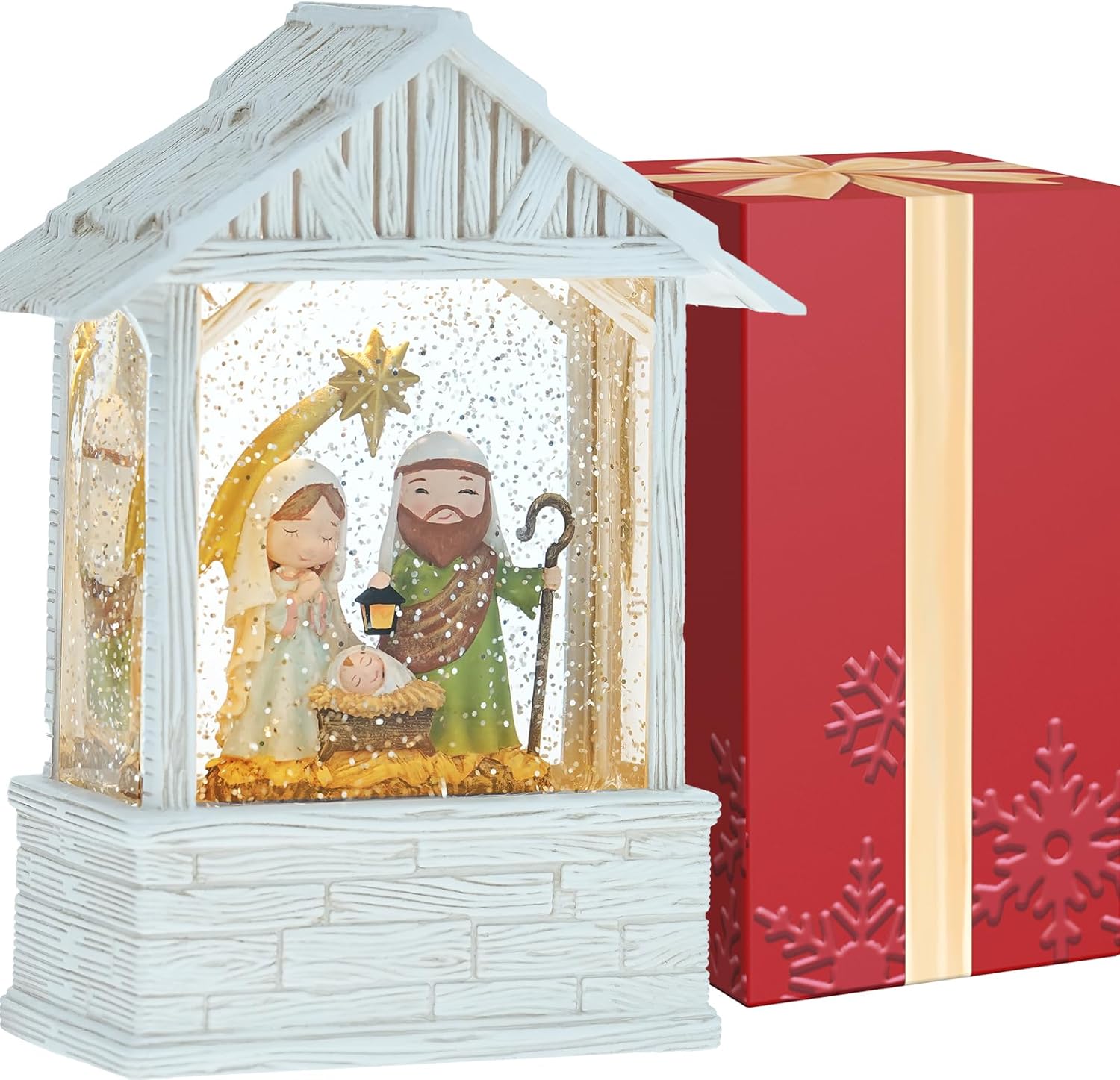 PestiLite Nativity Snow Globe with Music and Light