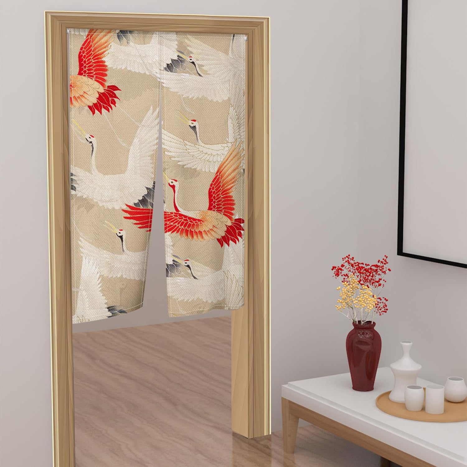 Japanese Style Cranes Flying Curtain 34x60 Inch