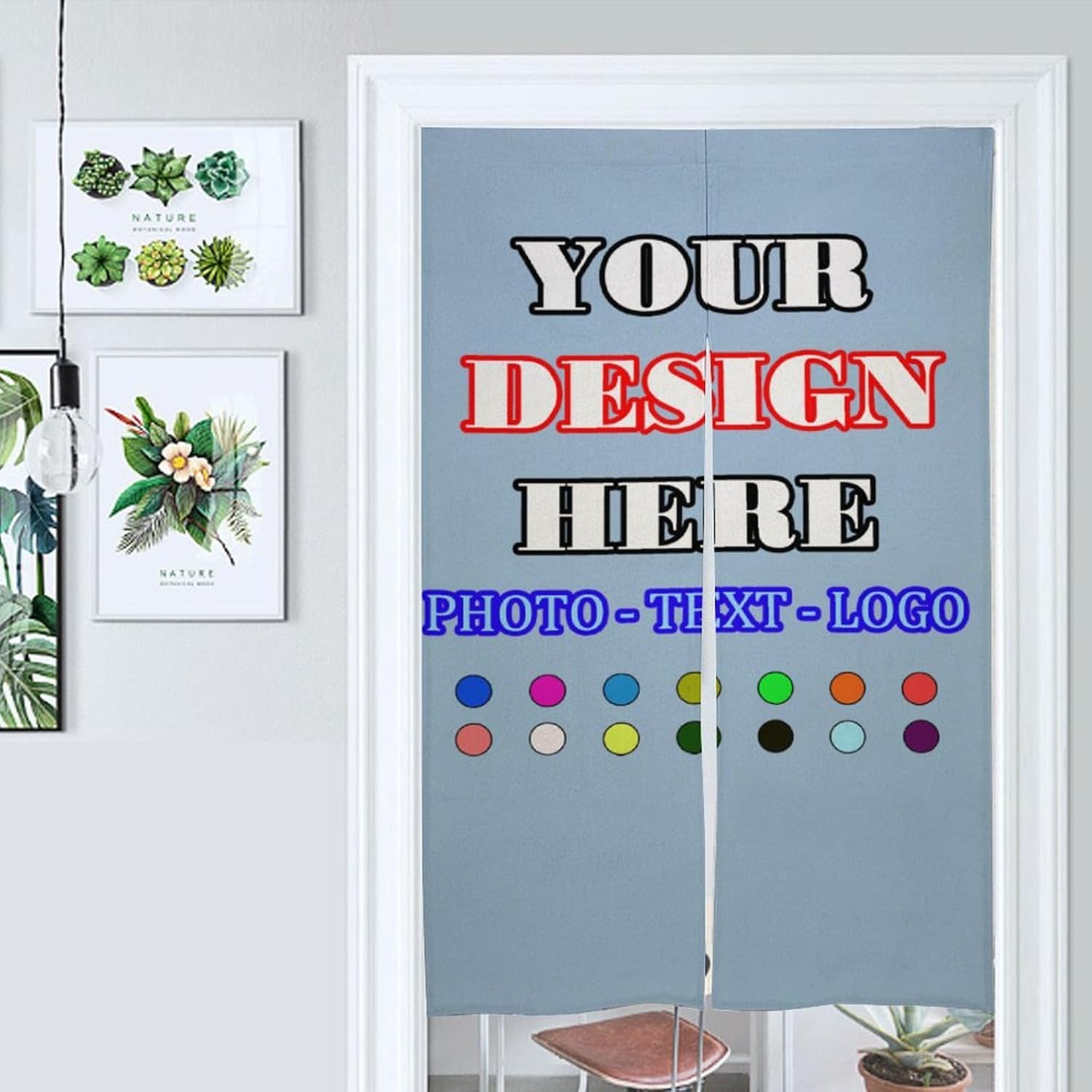 Custom Japanese Noren Curtain with Photo Text Logo