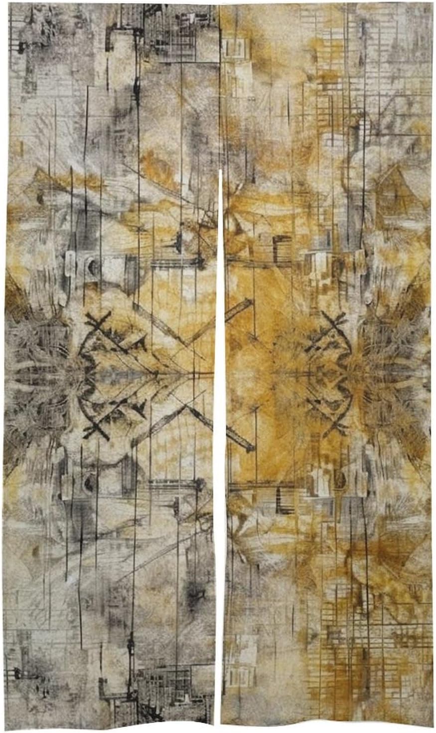 Japanese Noren Door Curtain Light Yellow and White Print