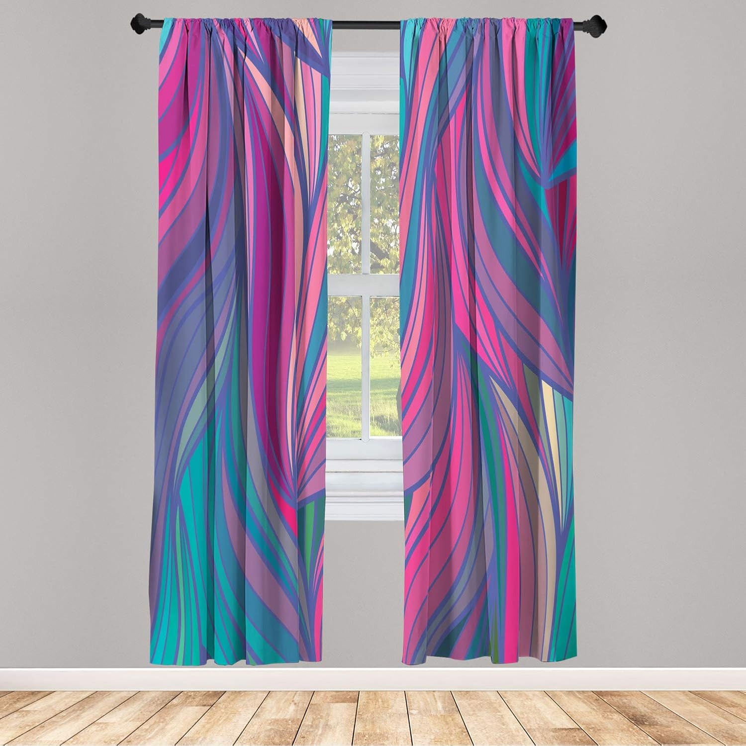 Ambesonne Abstract Window Curtains Set of 2 with Rod Pocket
