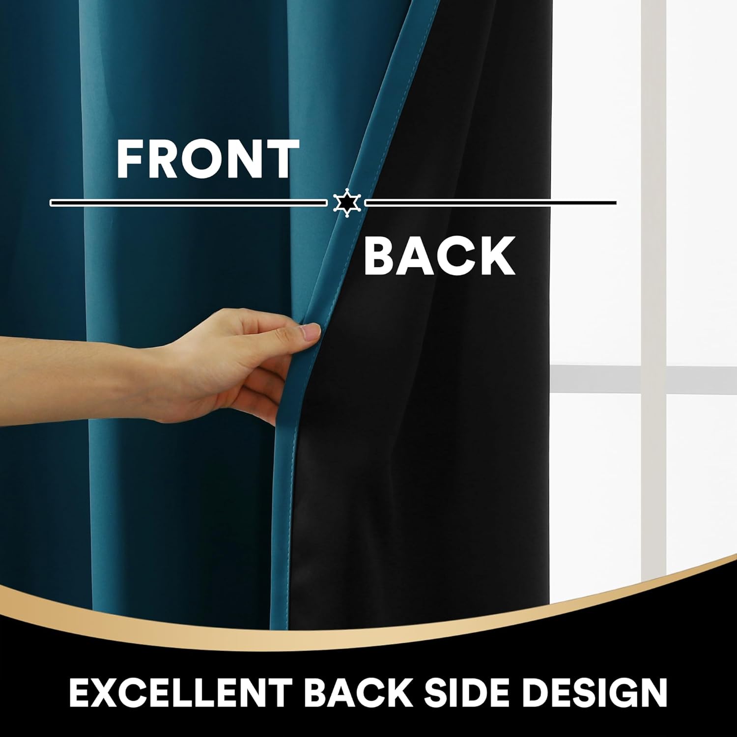 PrinceDeco Deep Teal Blackout Curtains Set of 2 52x84