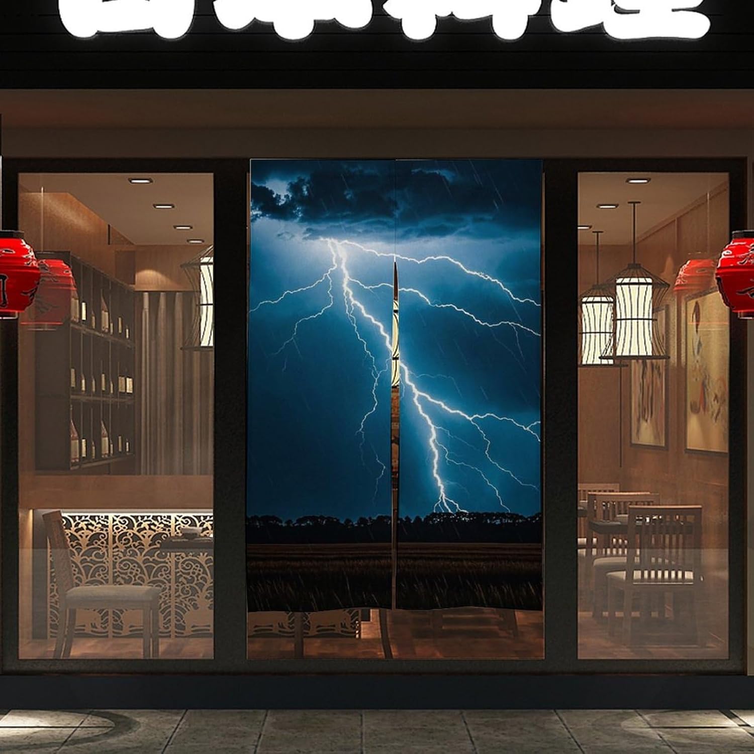 Lightning Strikes Door Curtain 57x17 Inches
