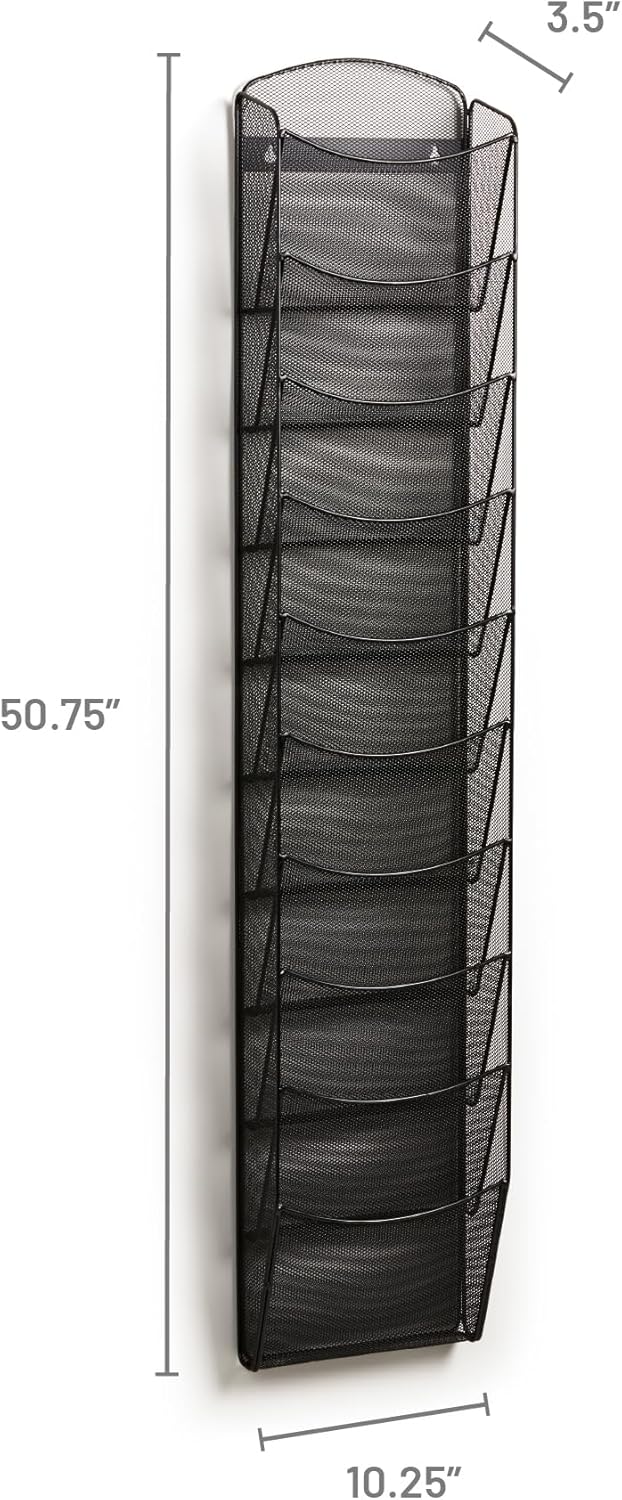 Safco Onyx Mesh Magazine Holder Black 10 Pockets