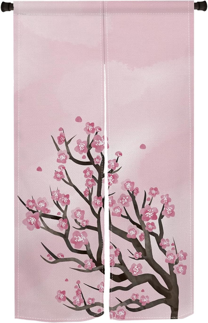Bloomy Cherry Tree Printed Noren Door Curtain 34x60