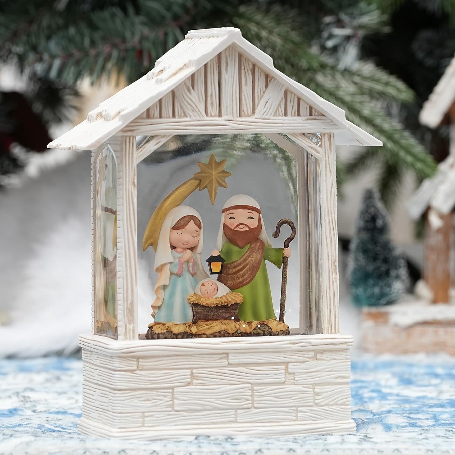 PestiLite Nativity Snow Globe with Music and Light